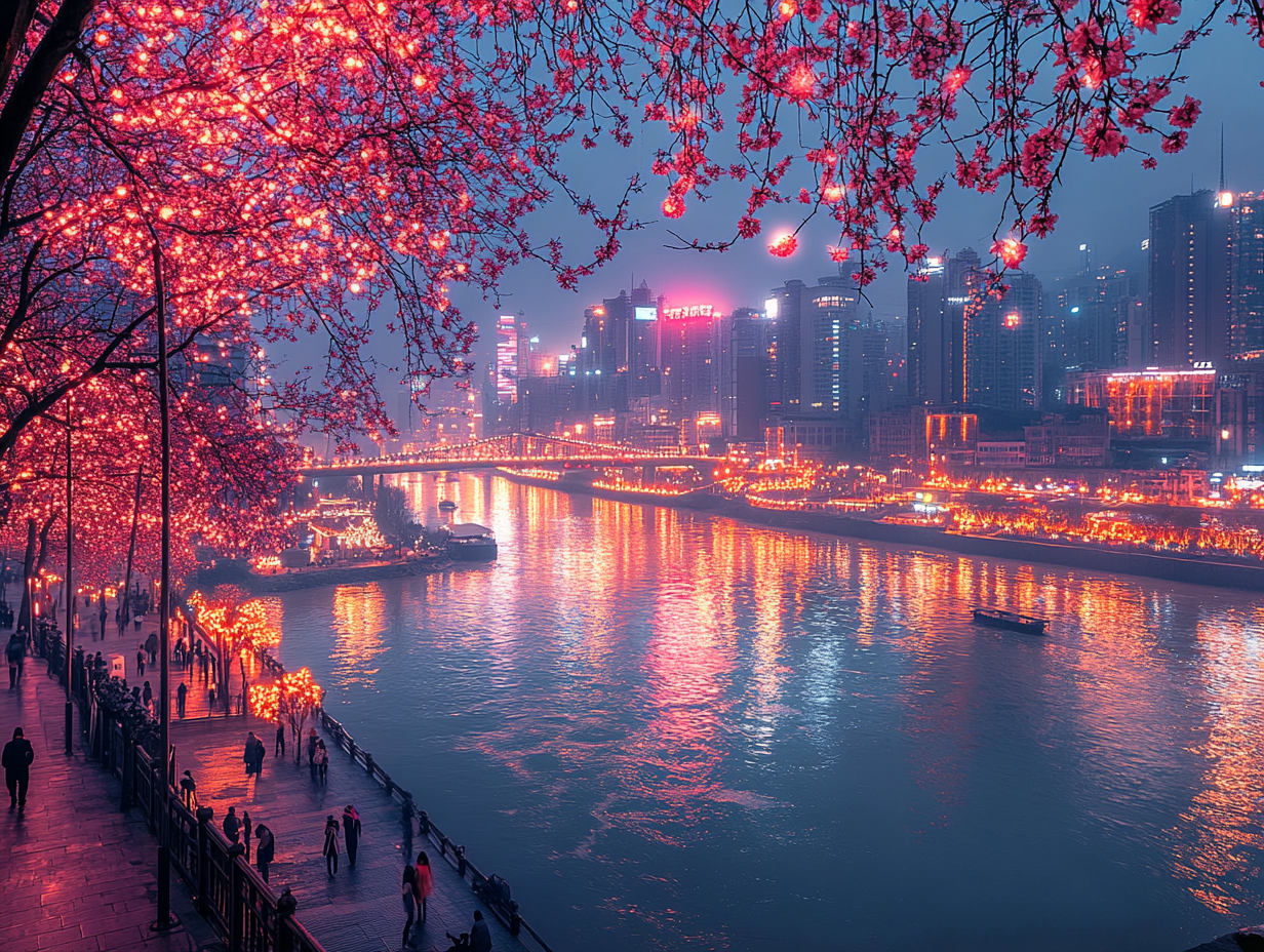 Asiatische Lichter Skyline 3 | LED Bild