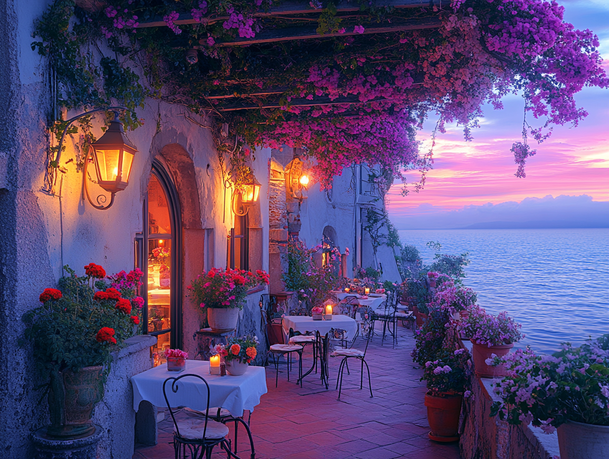 Idyllische Terrasse Meer 1 | LED Bild