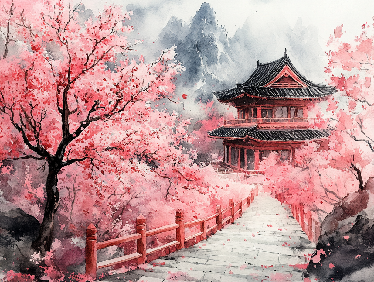 Asiatischer Tempel Illustration 2 | LED Bild