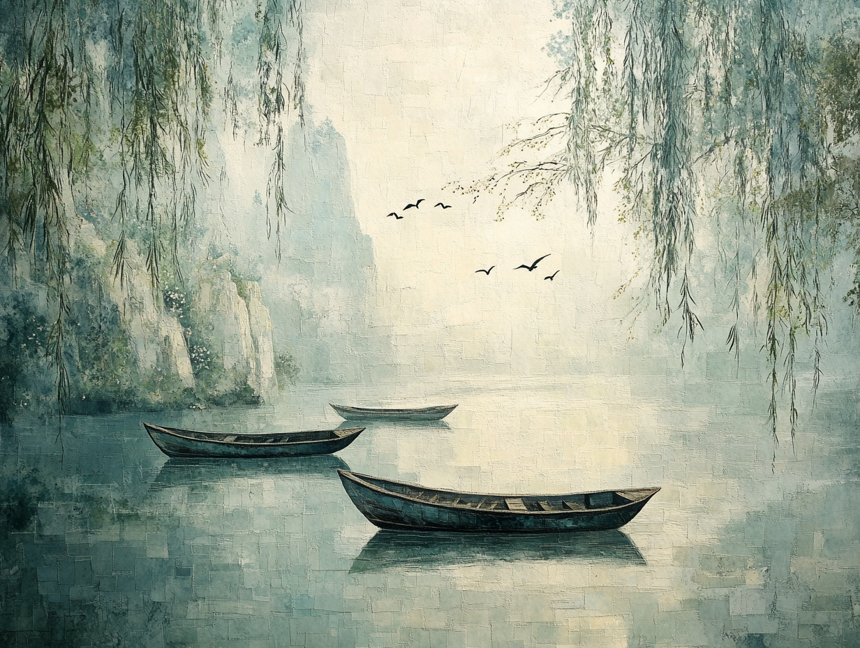 Holzboote auf See Illustration 1 | LED Bild