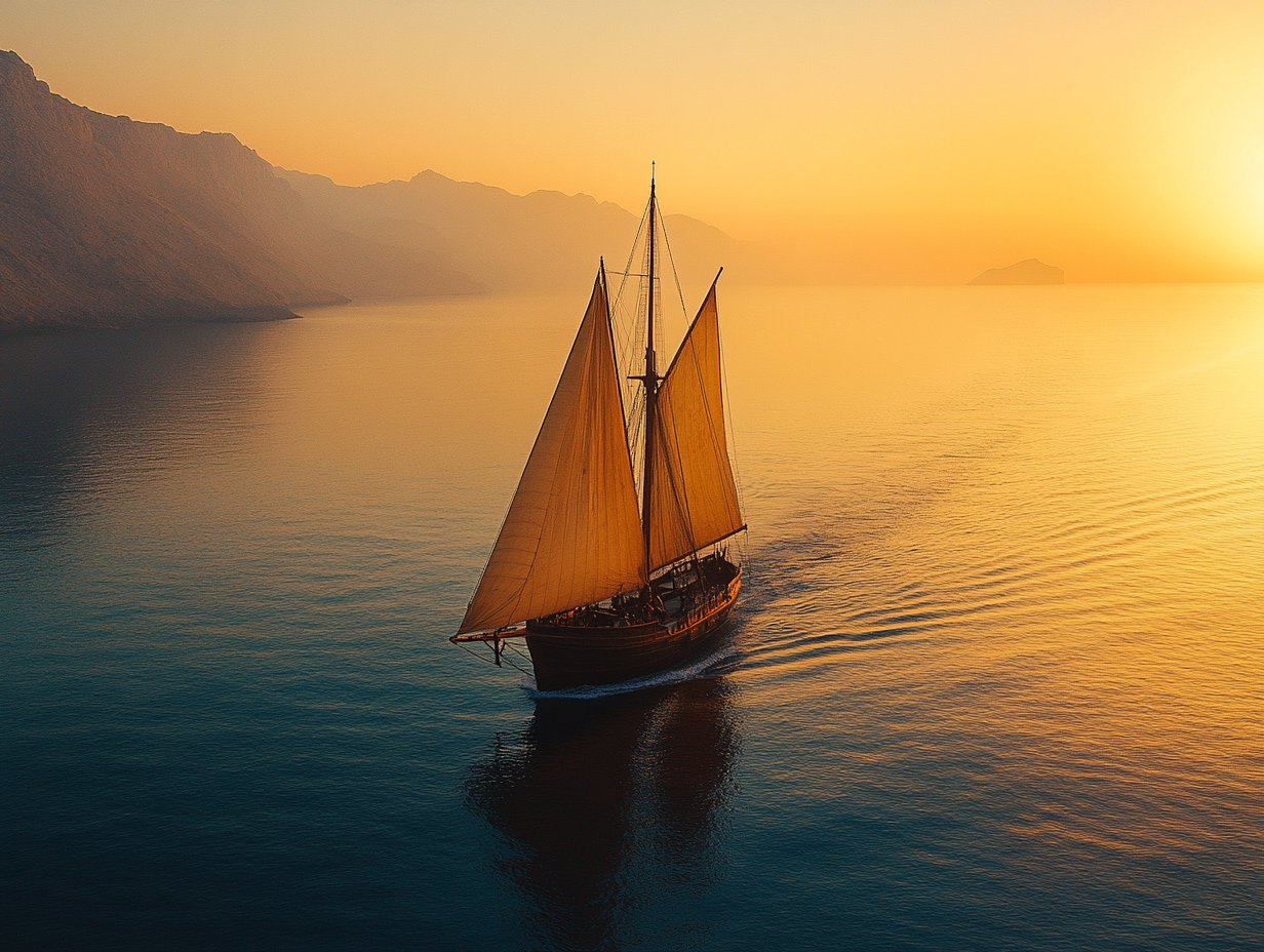 Segelschiff im Sonnenuntergang 2 | LED Bild