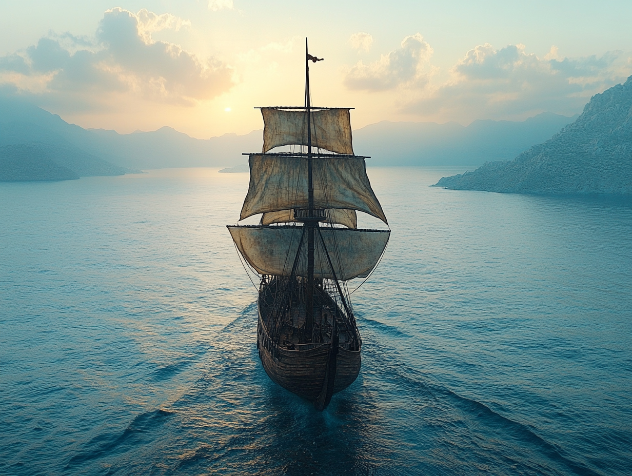 Segelschiff im Sonnenuntergang 4 | LED Bild