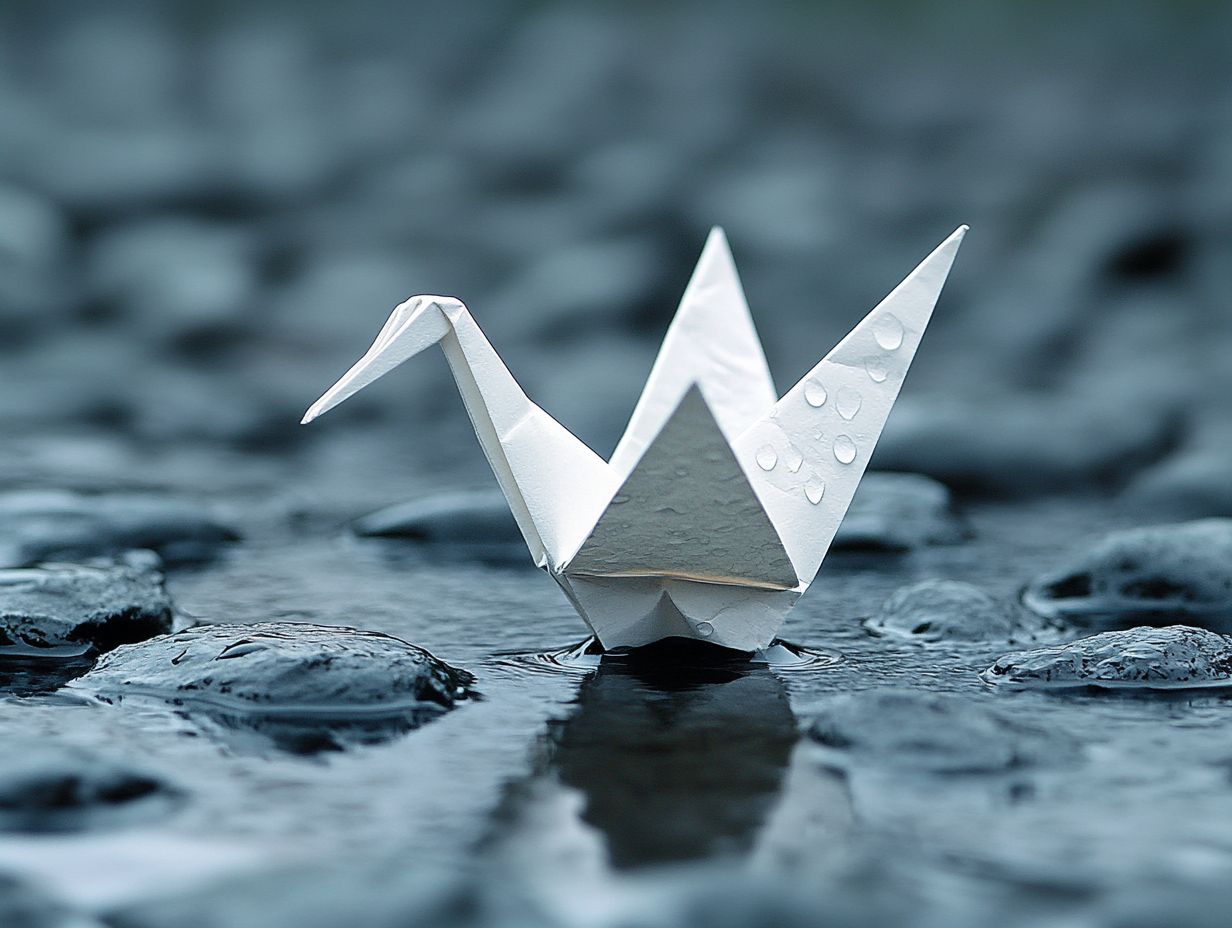 Origami in Pfütze 2 | LED Bild