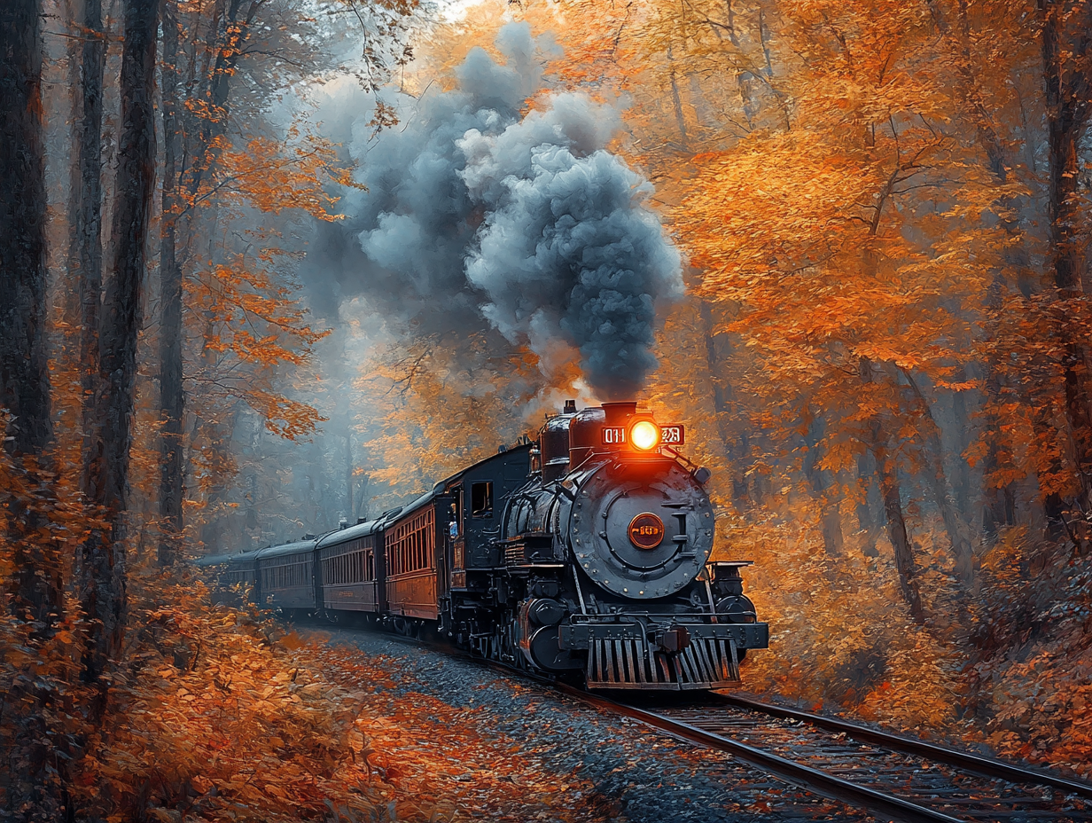 Zug im Herbst Wald | LED Bild