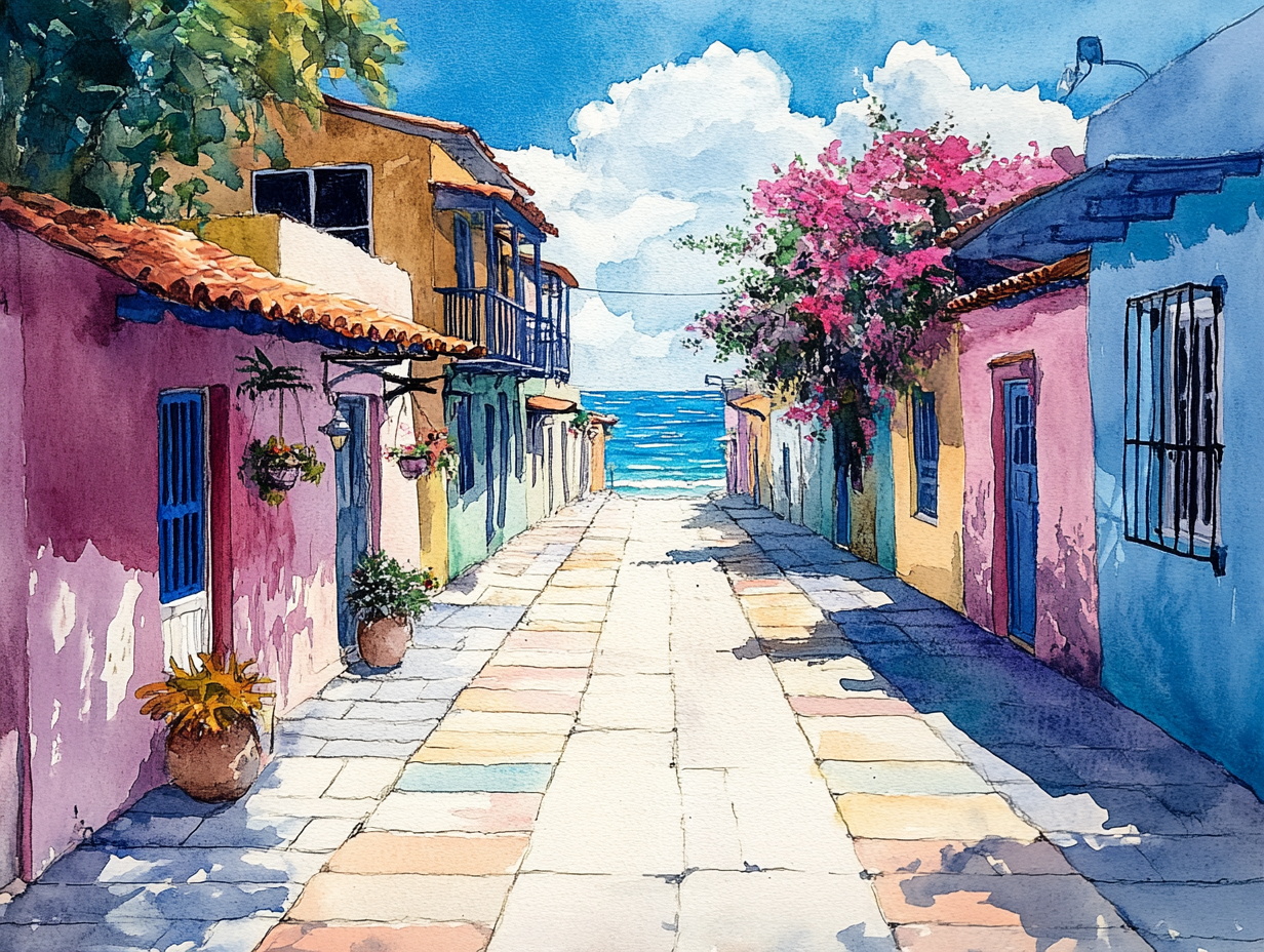 Bunte Gasse Illustration | LED Bild