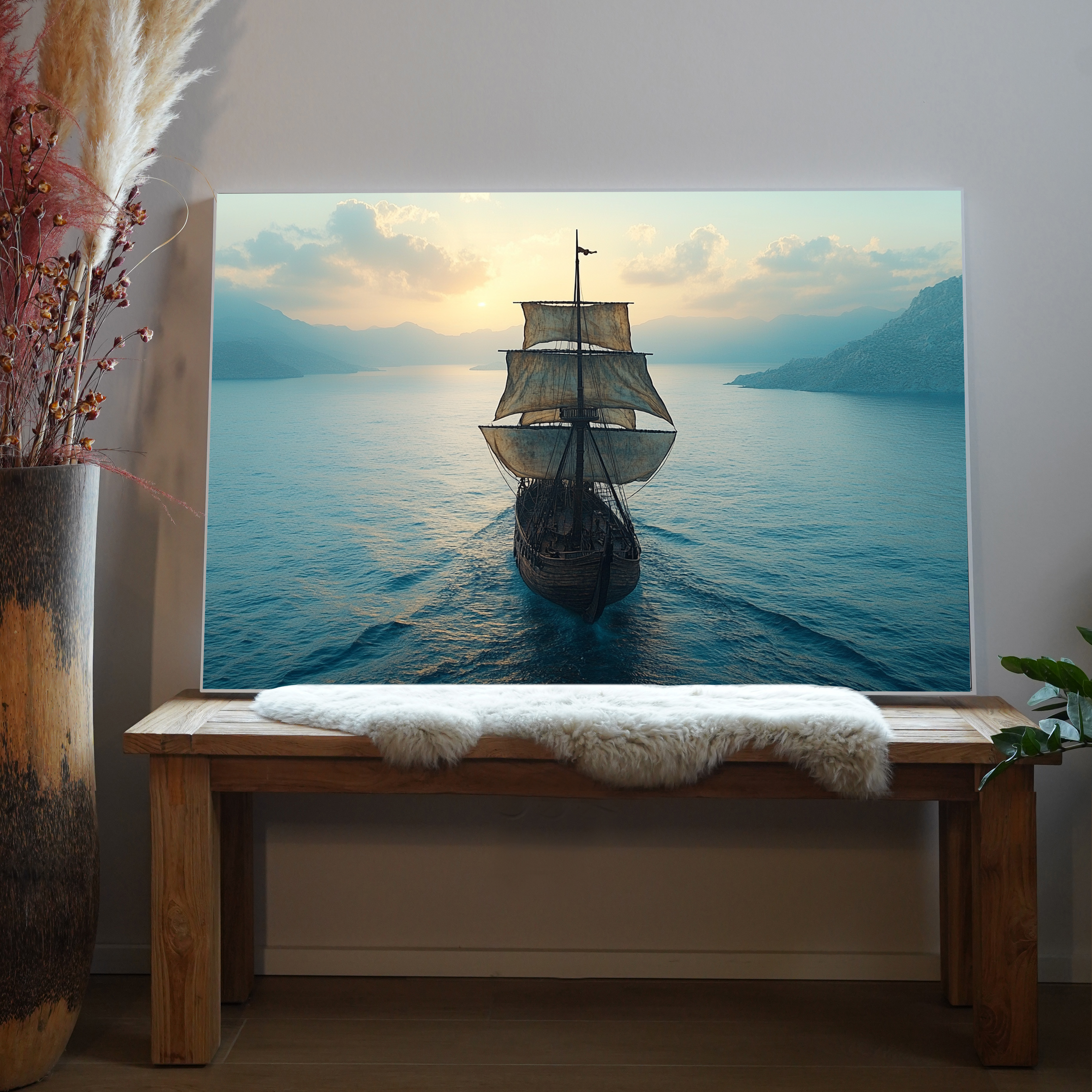 Segelschiff im Sonnenuntergang 4 | LED Bild