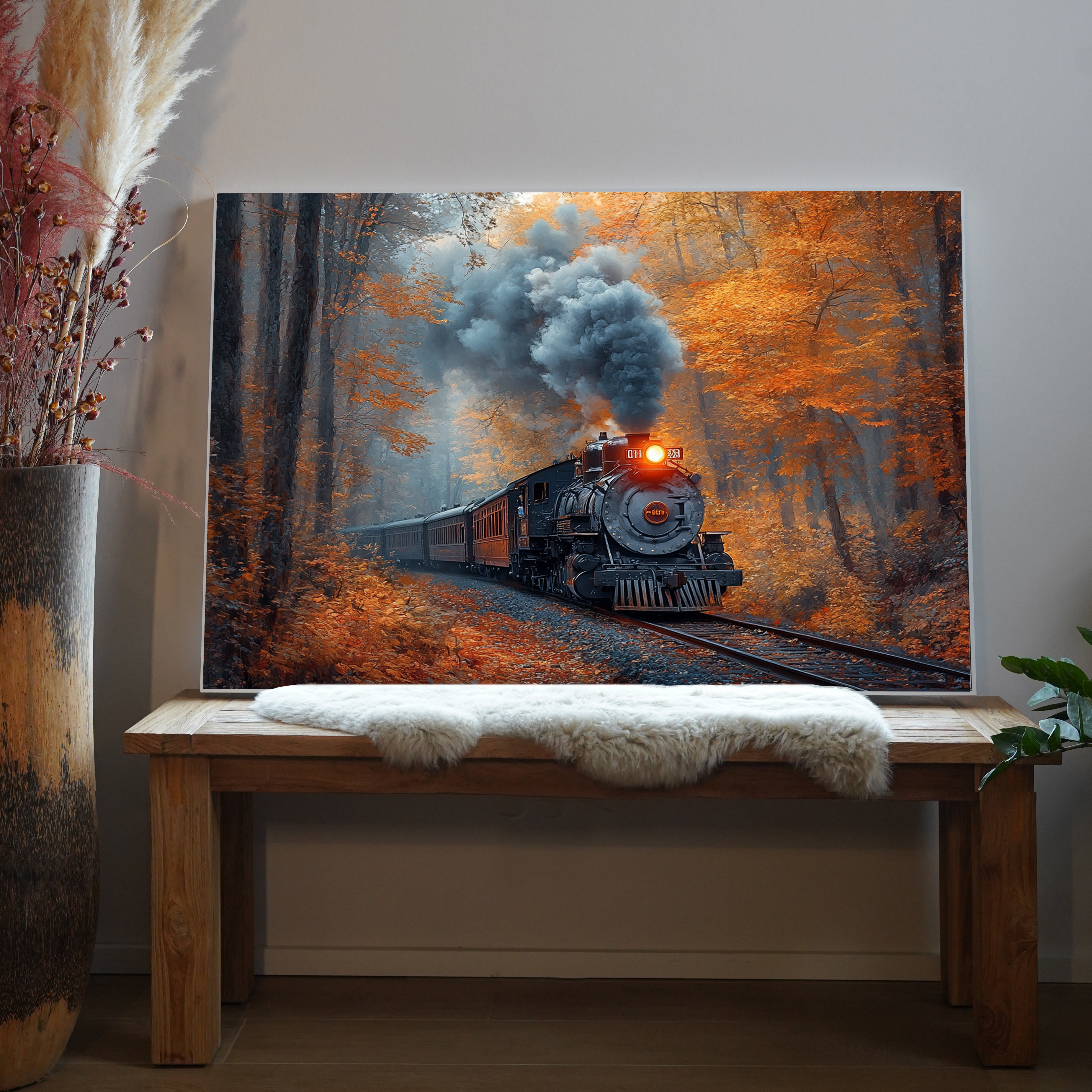 Zug im Herbst Wald | LED Bild