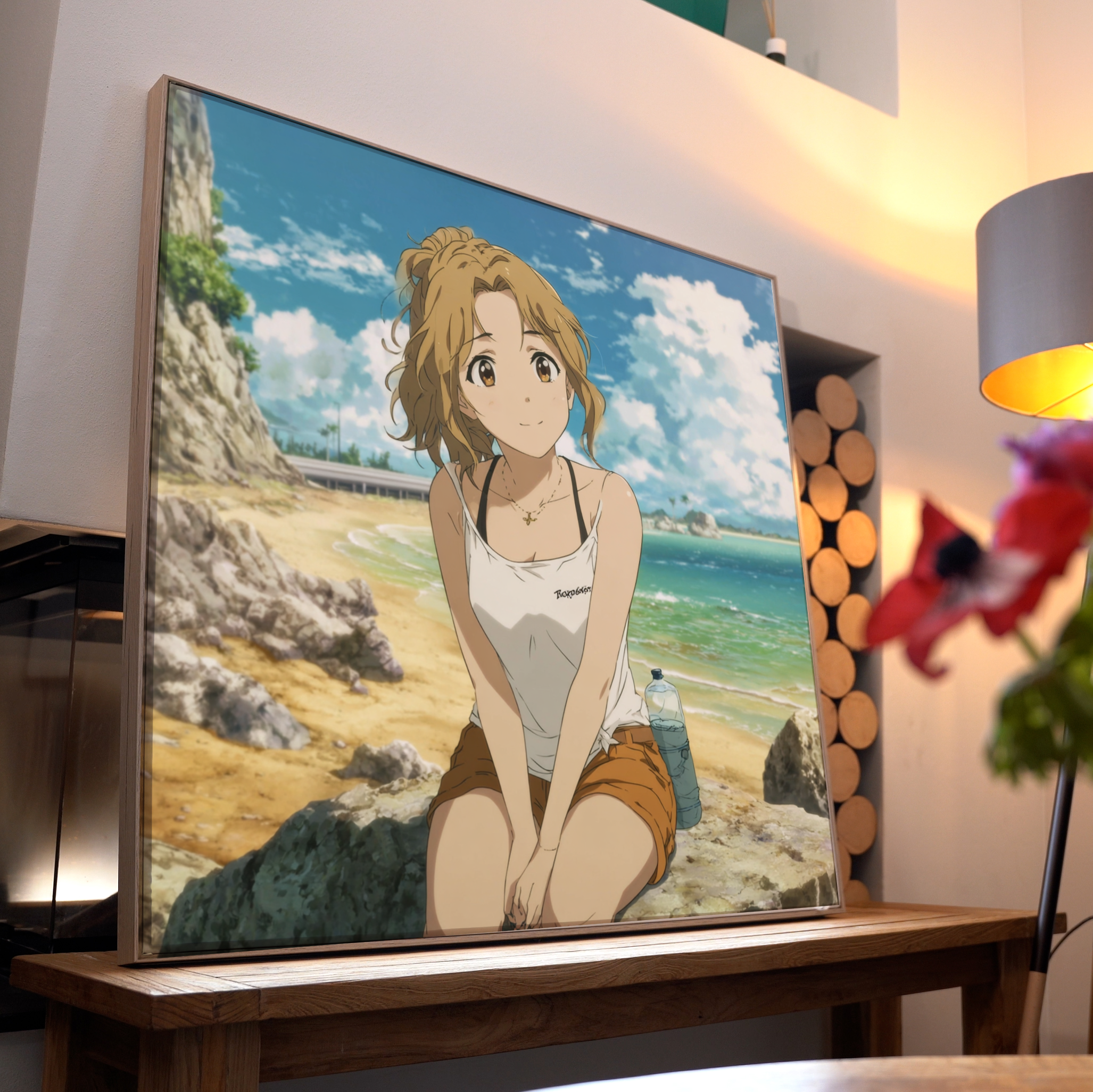 Frau am Stein Anime 2 | LED Bild