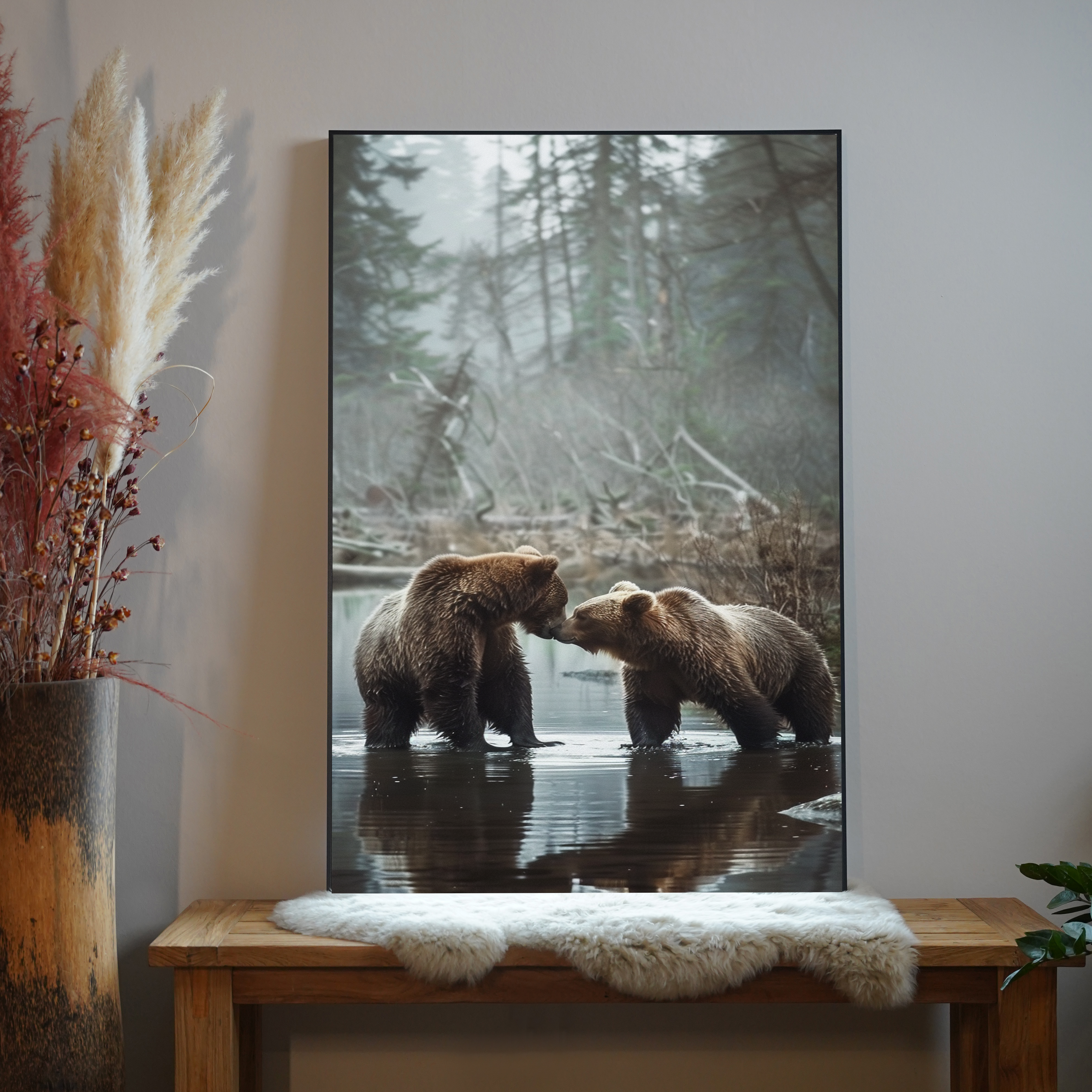 Bären am Fluss | LED Bild