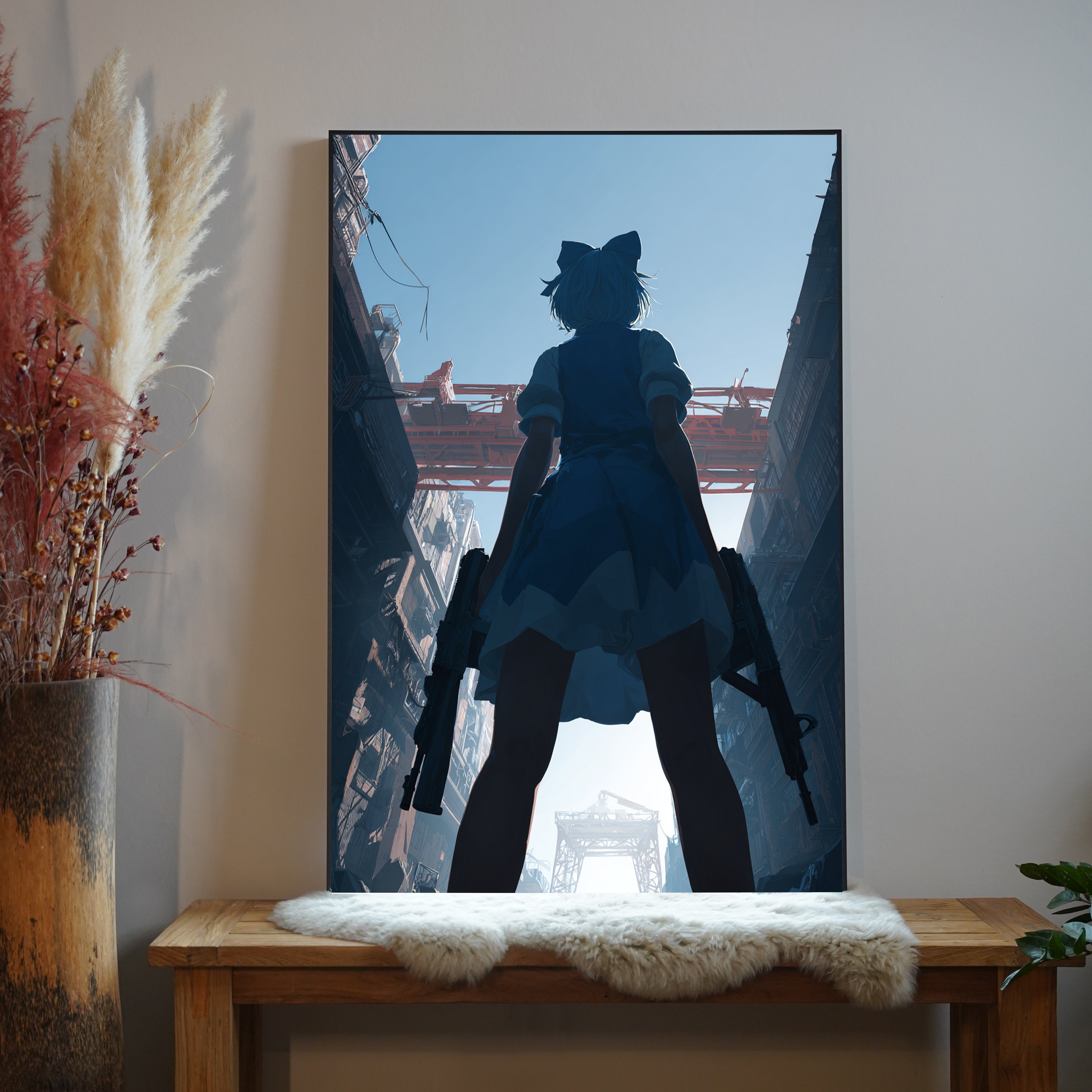 Mädchen Blau Anime 1 | LED Bild