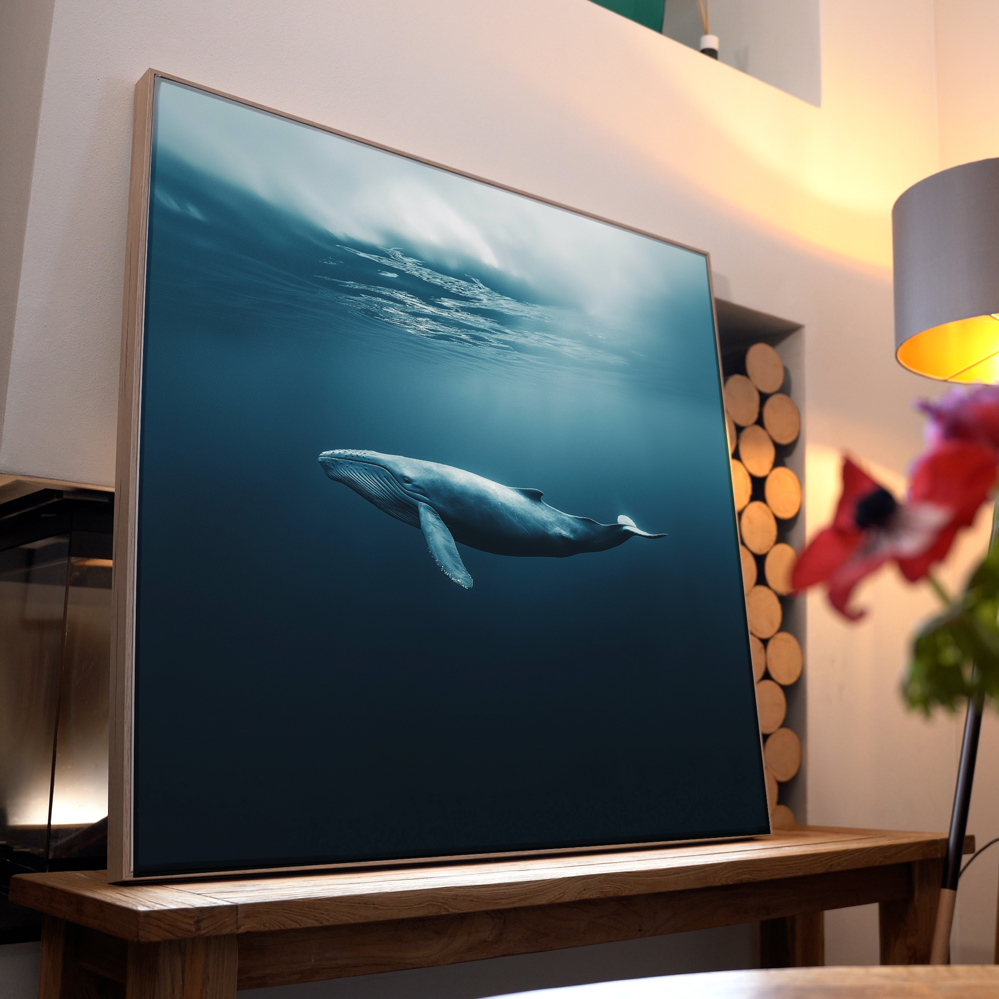 Blauer Wal unter Wasser 2 | LED Bild
