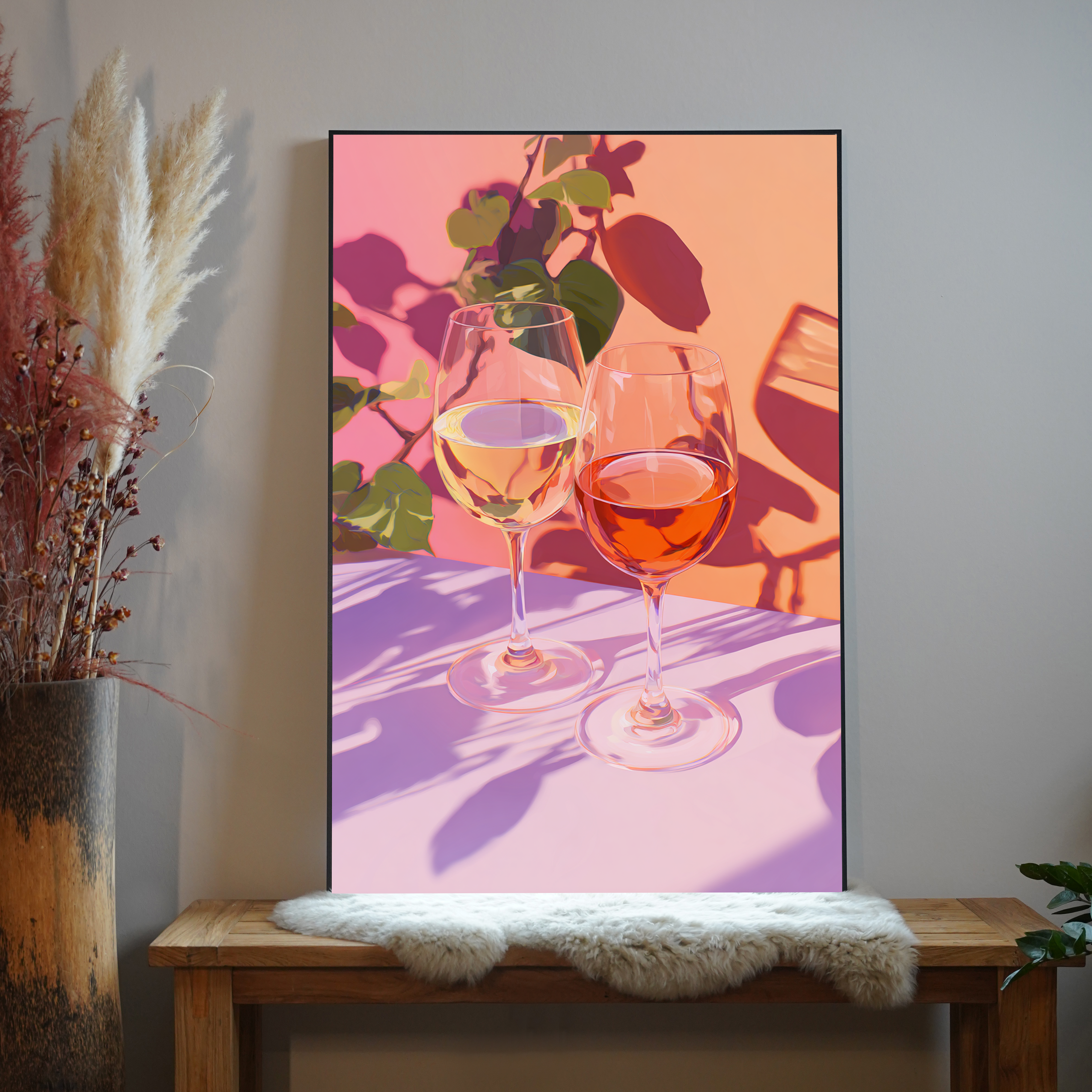 Weingläser Bunt Illustriert 3 | LED Bild