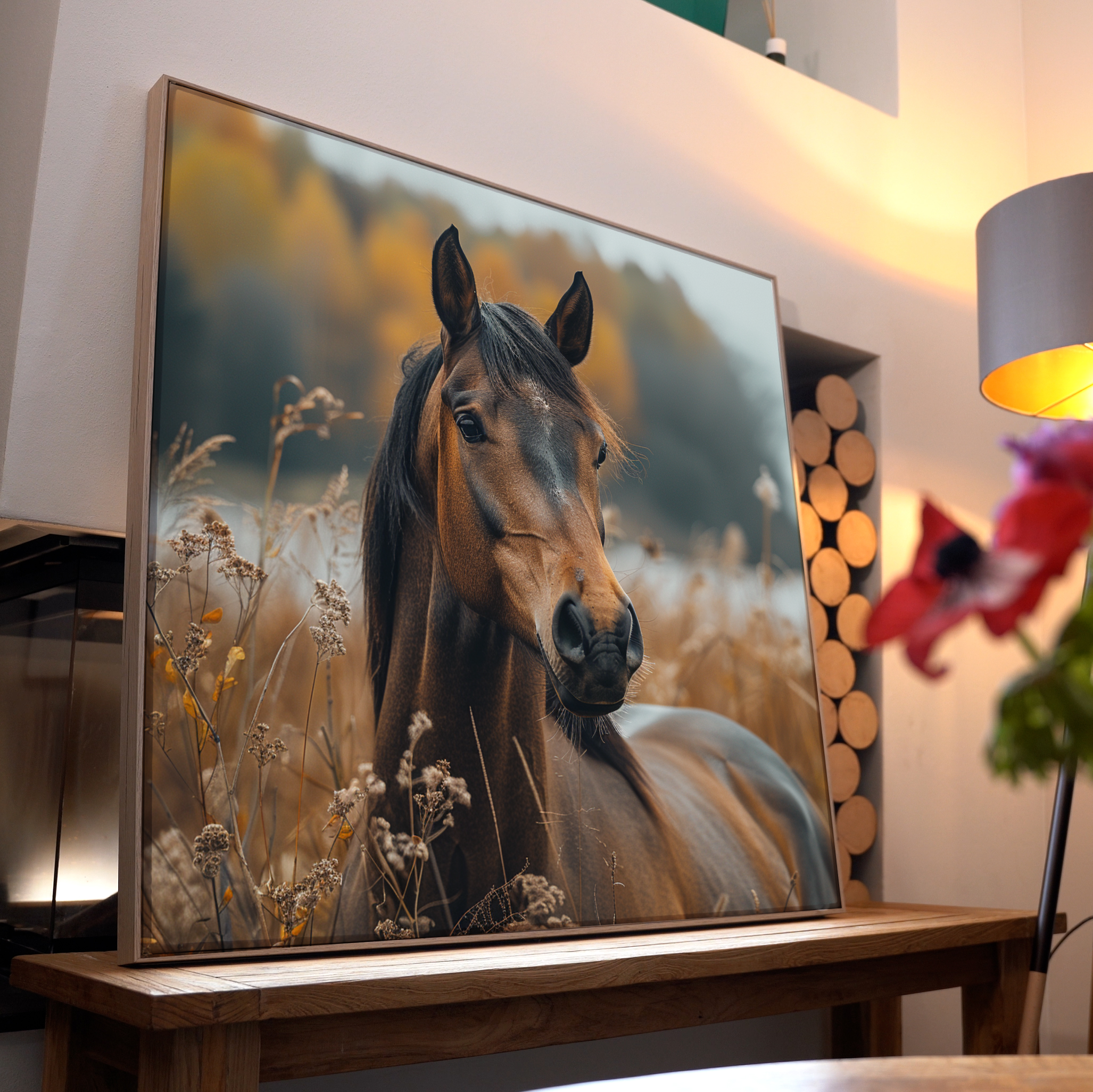 Portrait Pferd auf Wiese 1 | LED Bild