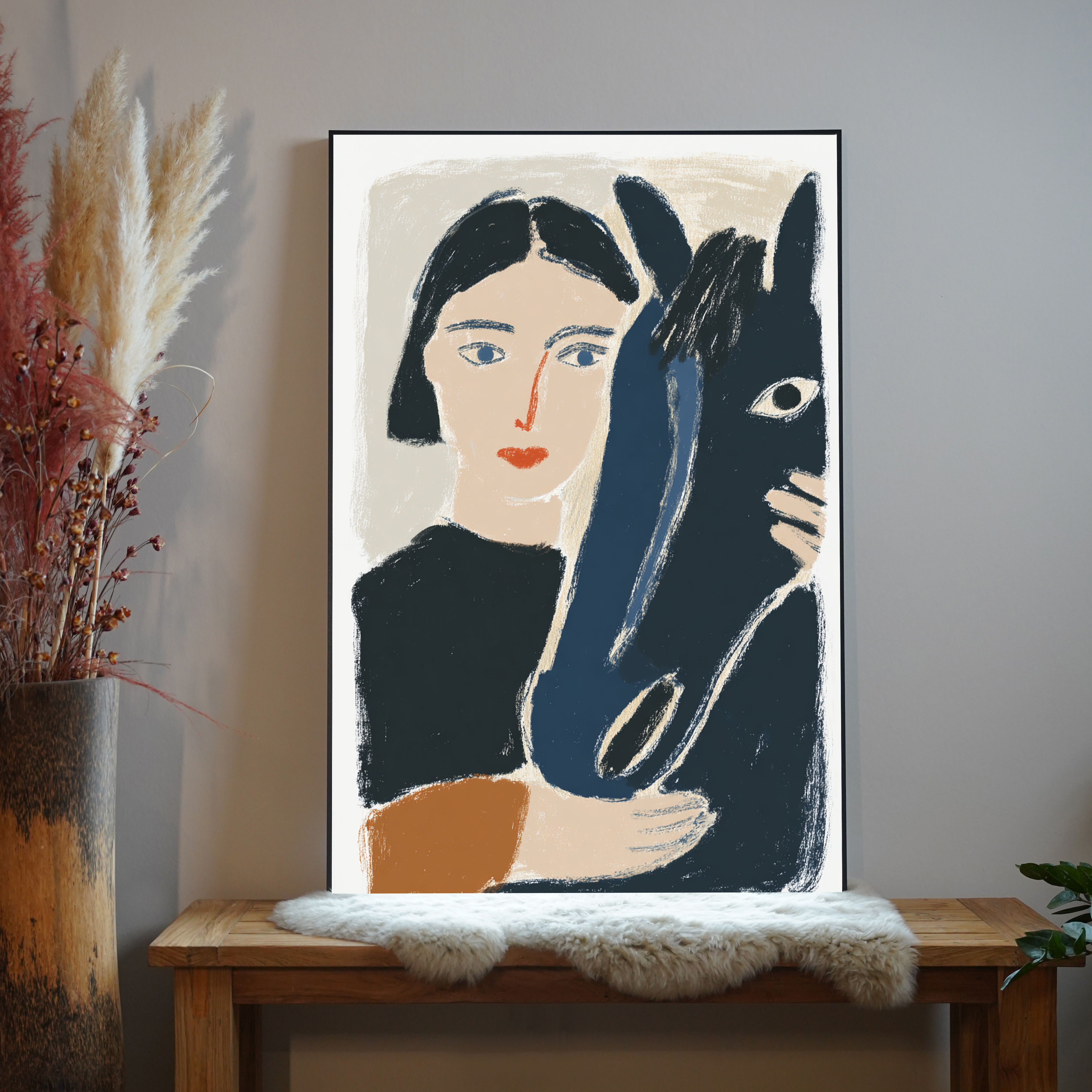 Frau und Pferd Malerei 4 | LED Bild