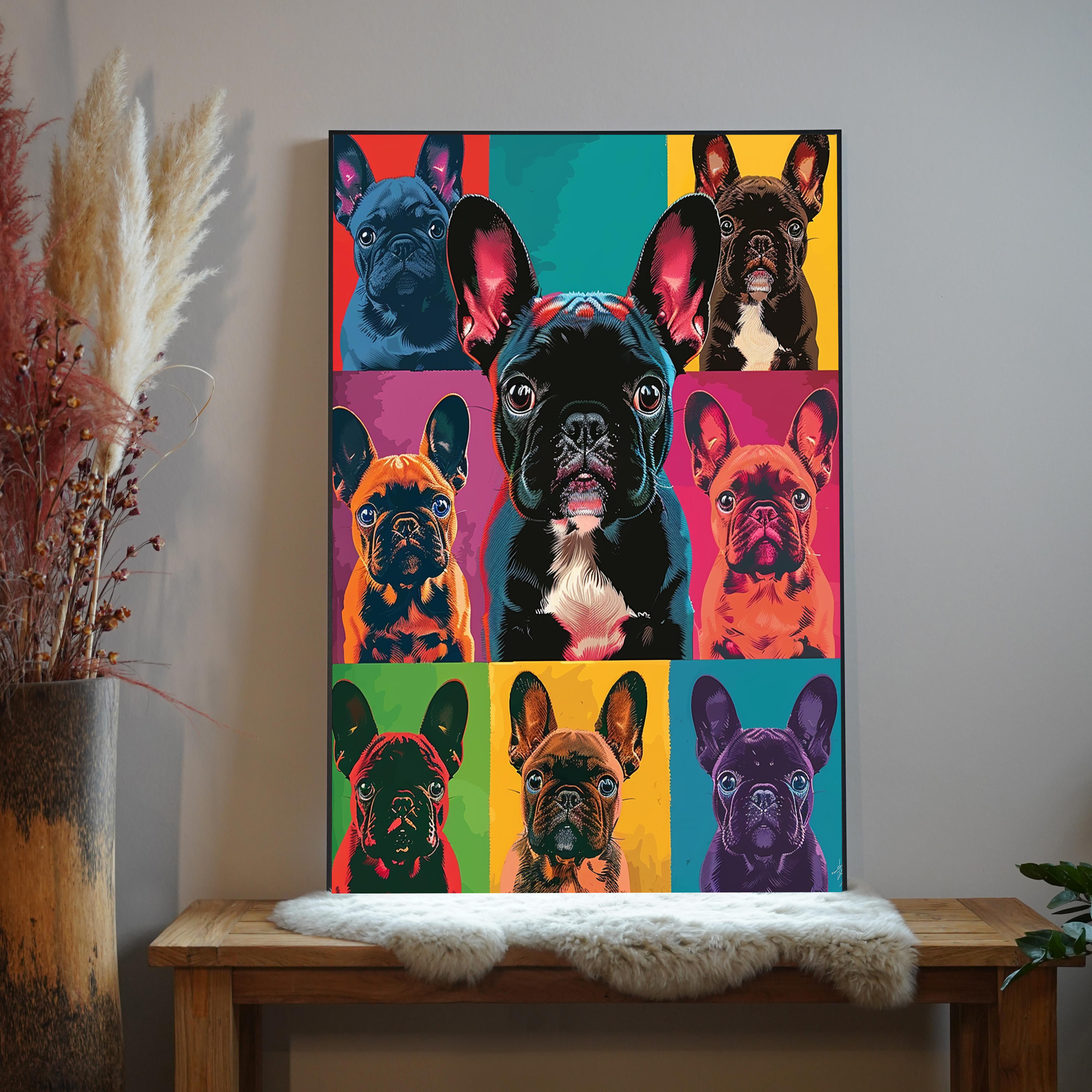 Bunte Bulldoggen Pop Art 1 | LED Bild