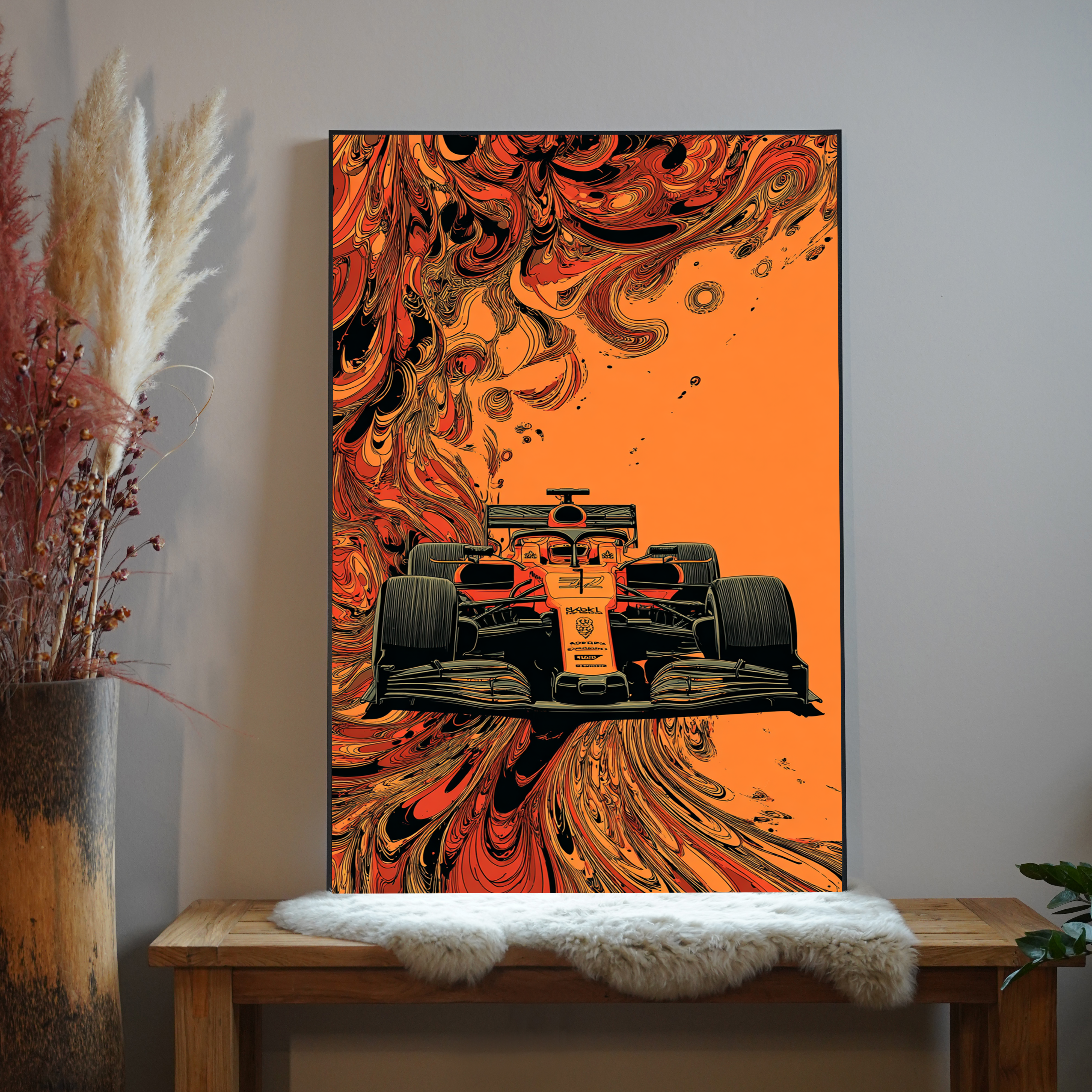 Rennwagen Orange Illustriert 3 | LED Bild