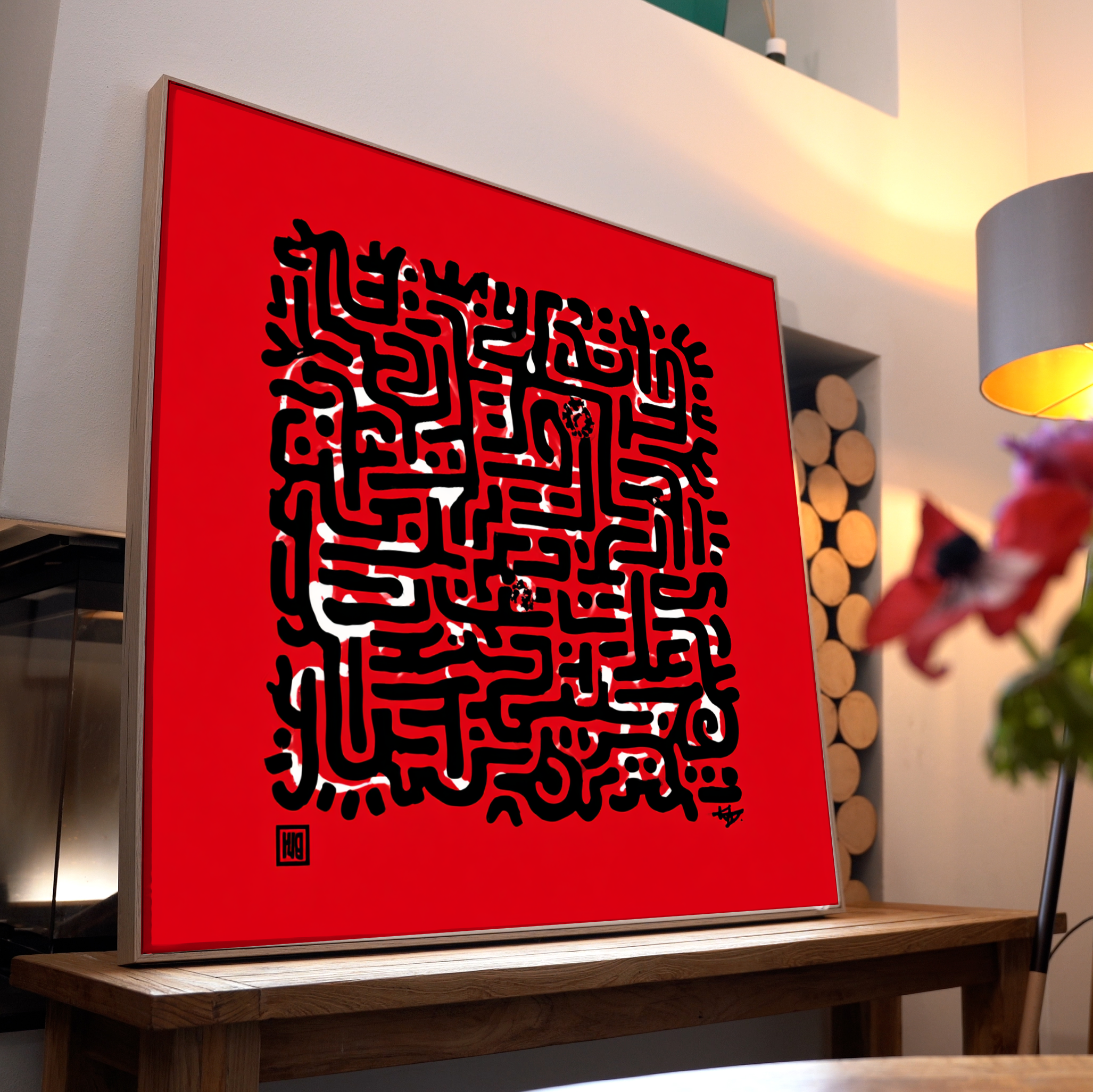 Abstrakte Striche Rot 4 | LED Bild