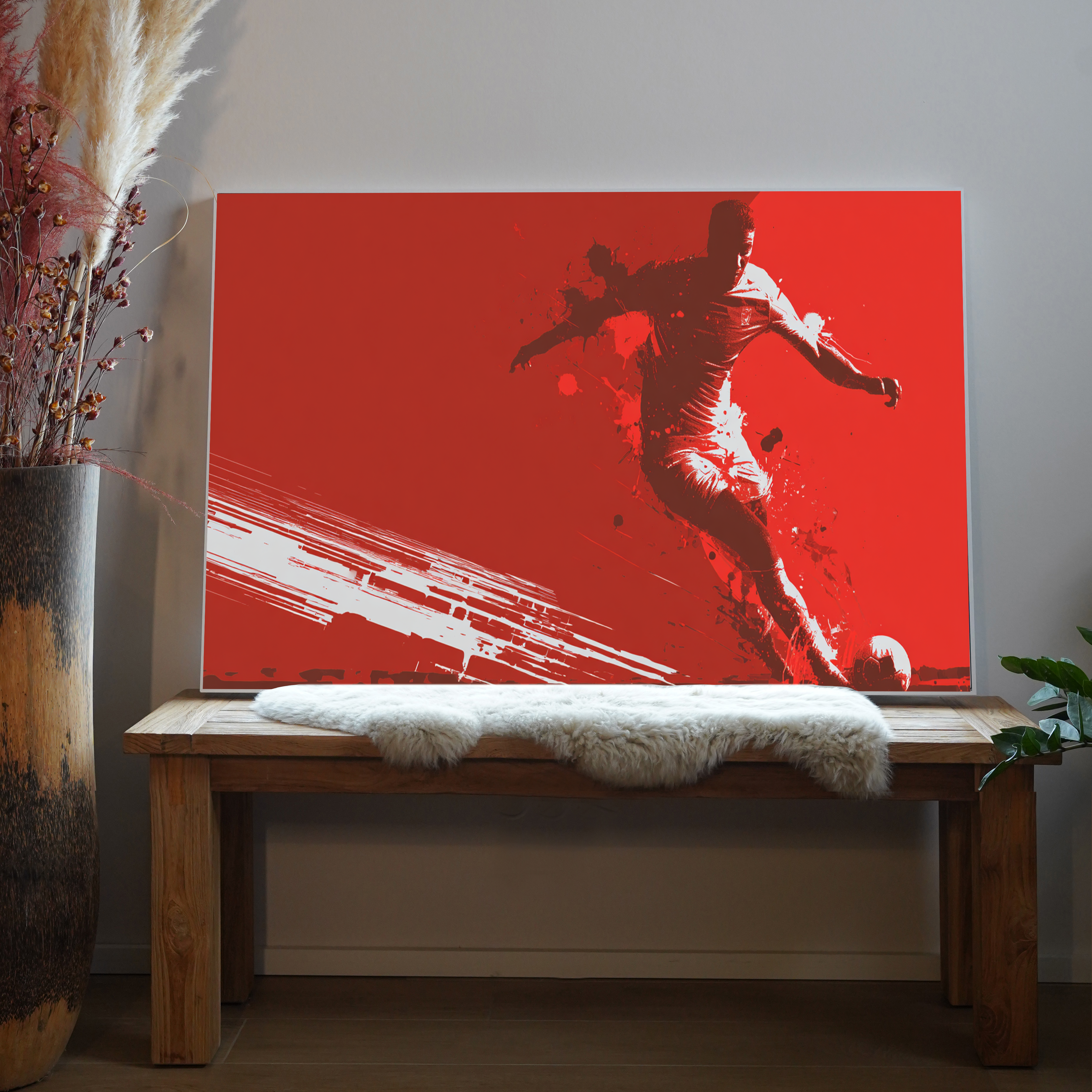 Fussballer Rot Abstrakt 1 | LED Bild