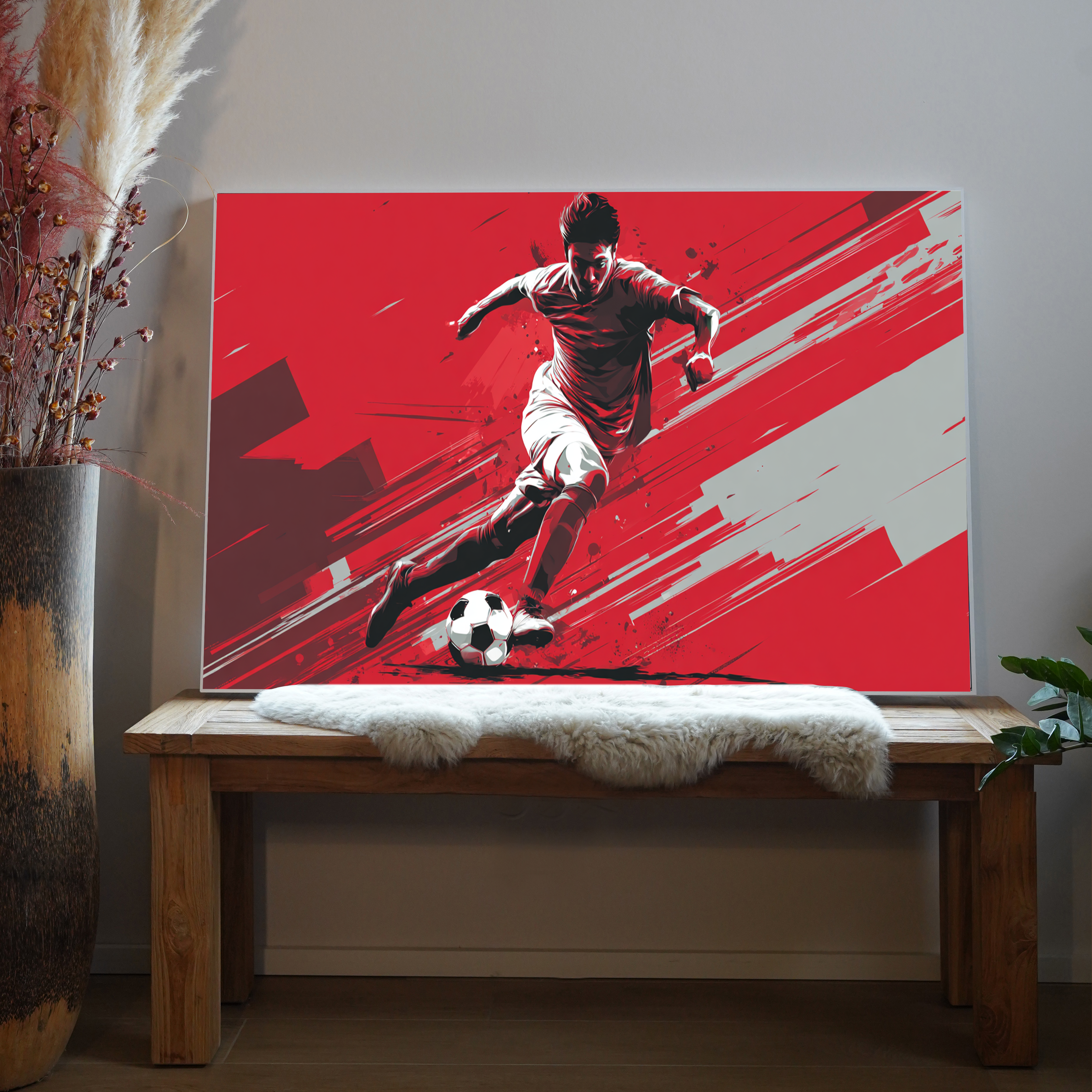 Fussballer Rot Abstrakt 3 | LED Bild