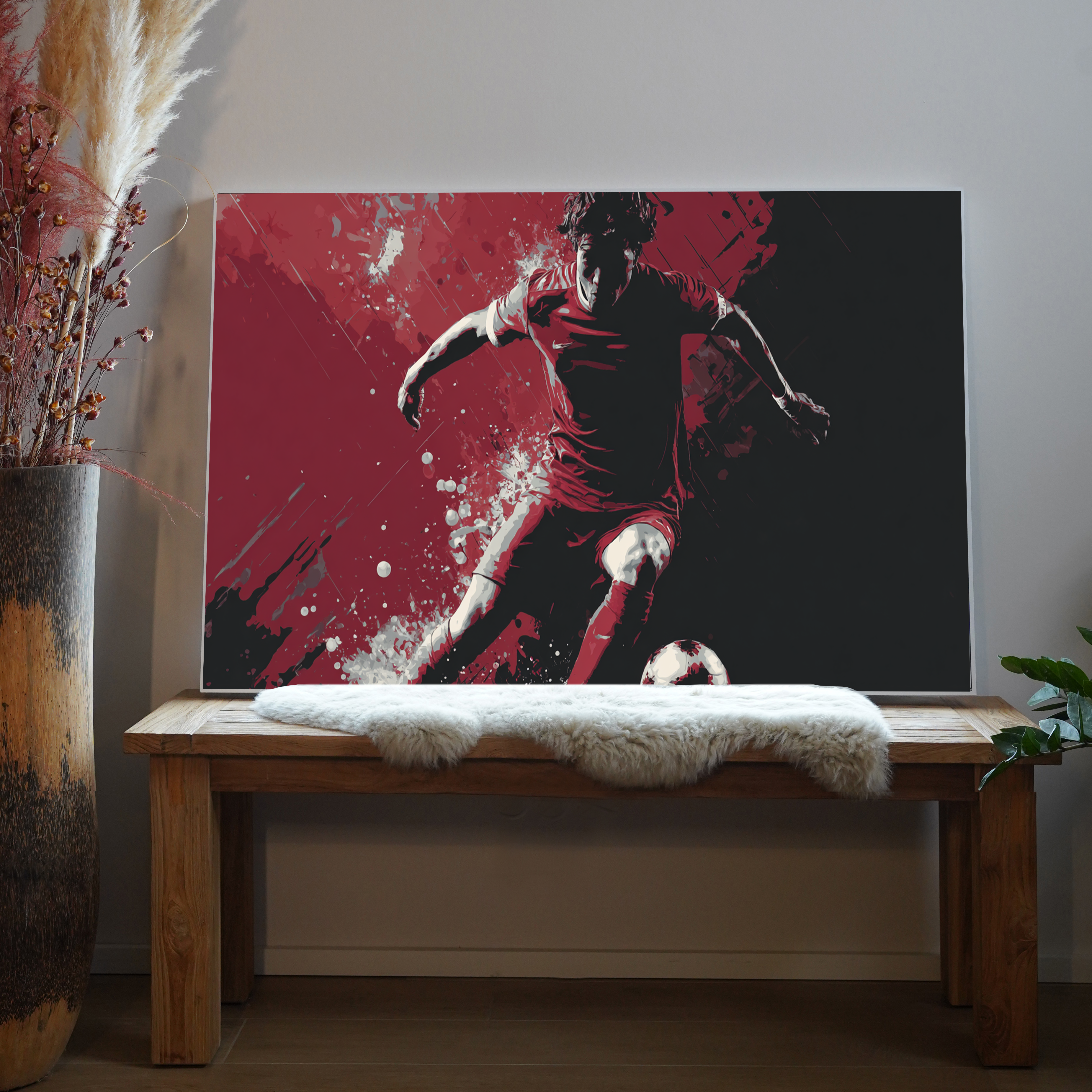 Fussballer Rot Abstrakt 4 | LED Bild