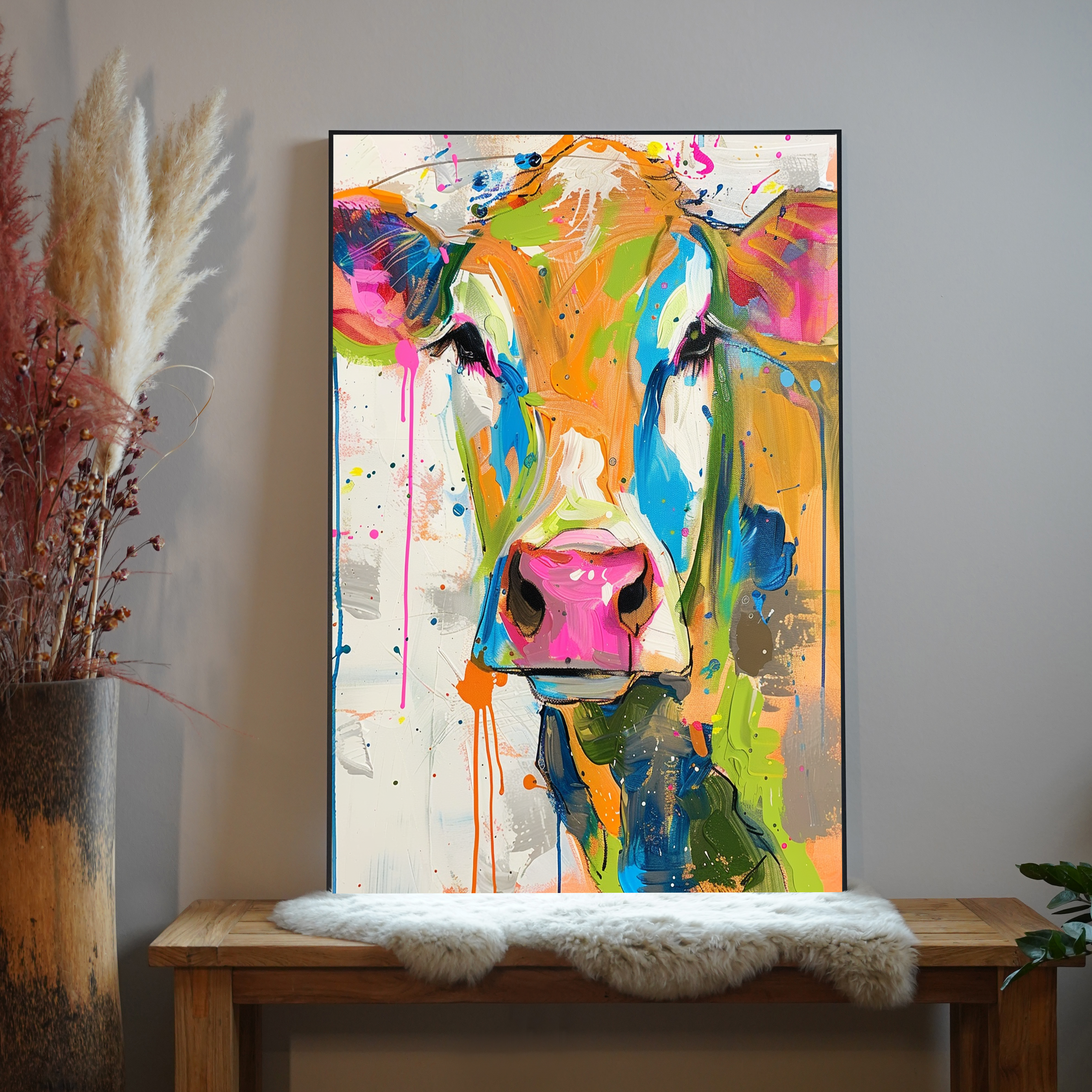 Bunte Abstrakte Kuh 3 | LED Bild