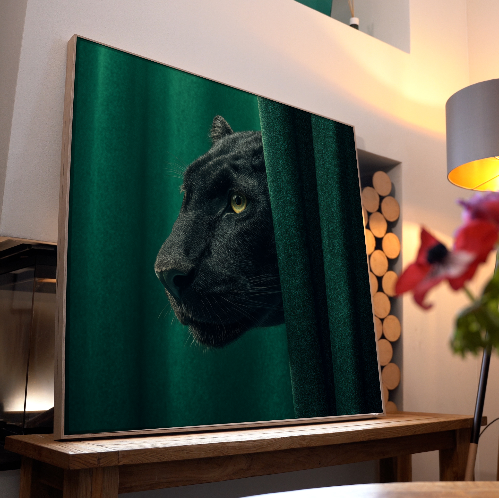 Panther Grüner Vorhang 1 | LED Bild