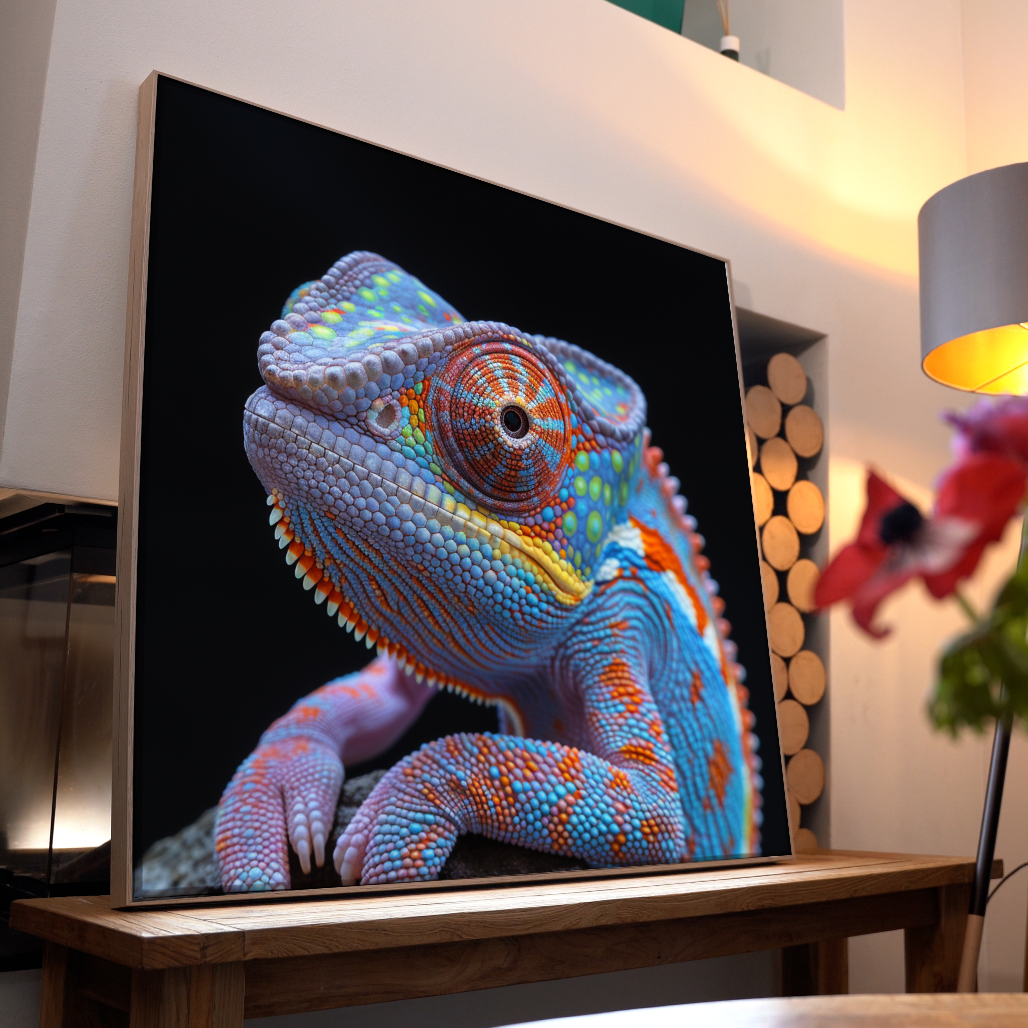 Chamäleon Portrait Bunt 1 | LED Bild