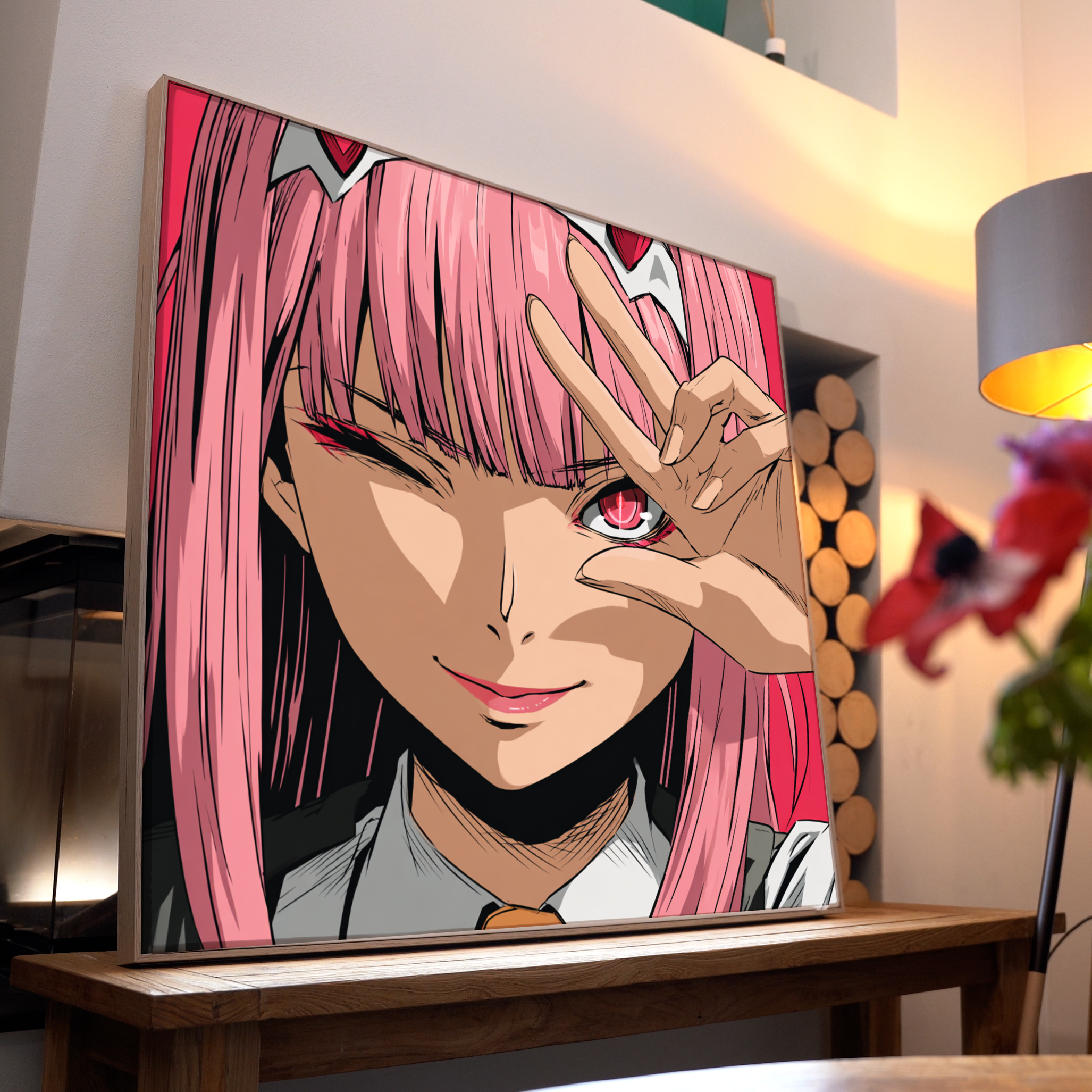 Manga Mädchen Pink 3 | LED Bild