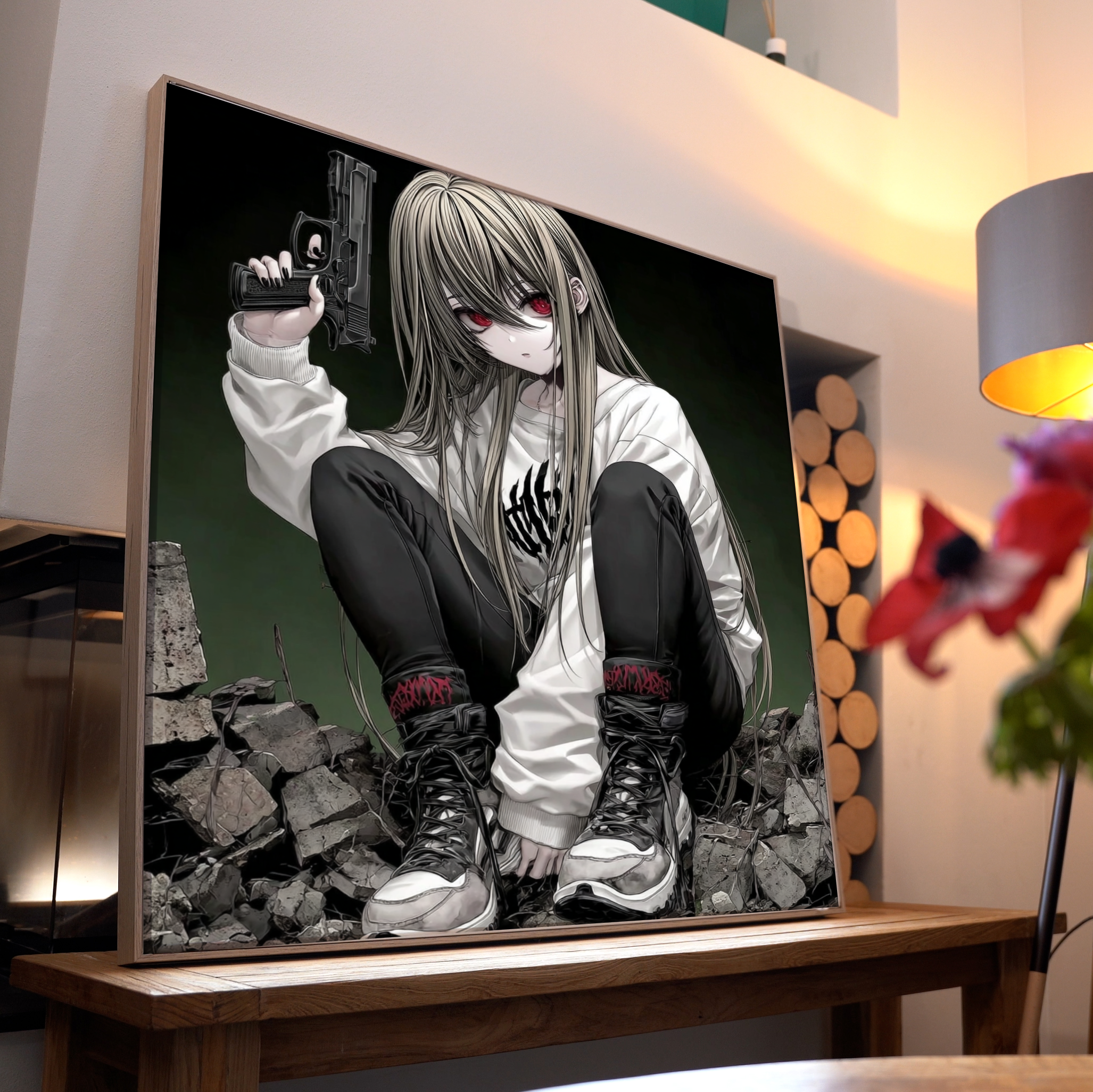 Frau mit Waffe Anime 1 | LED Bild