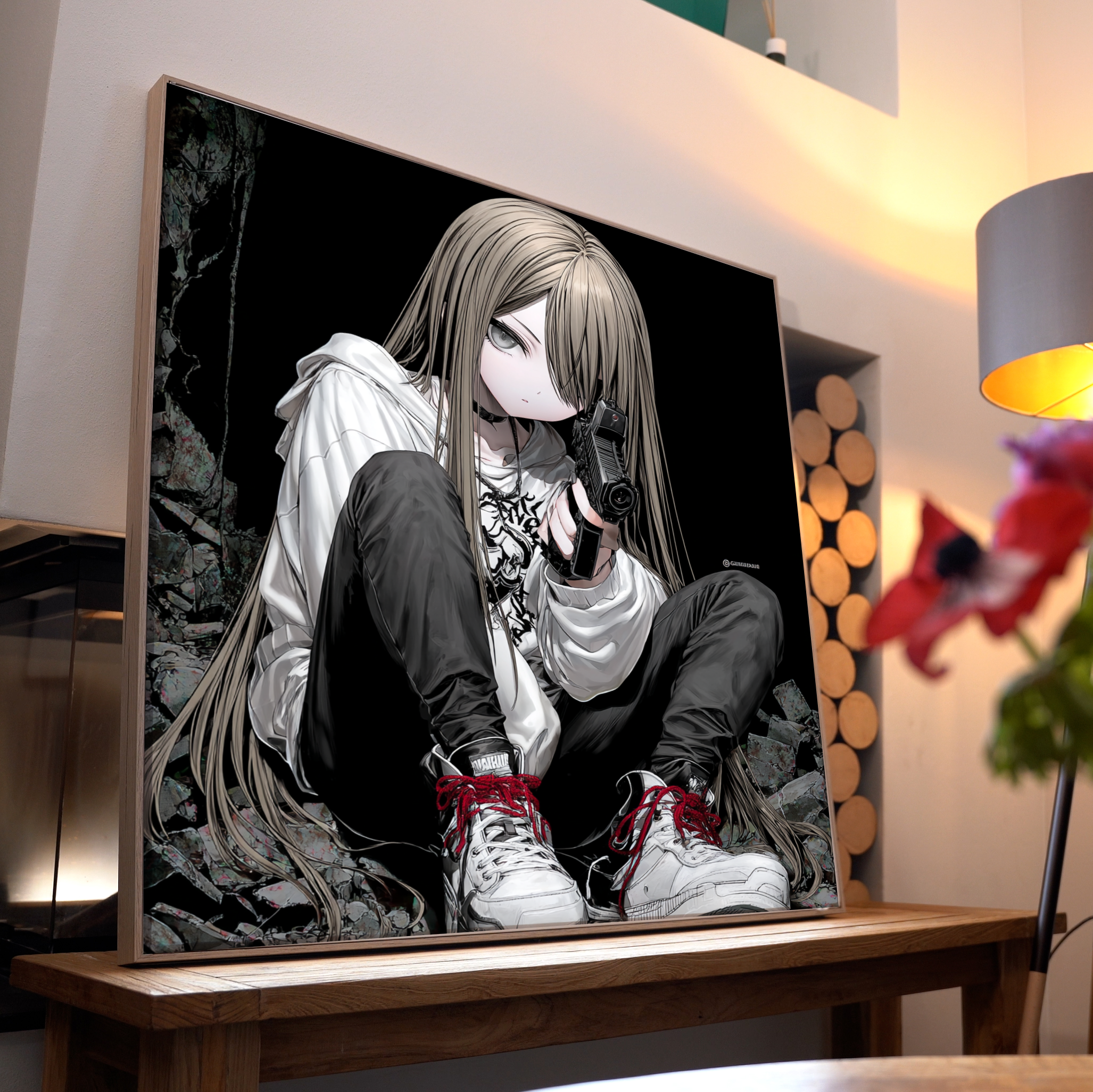 Frau mit Waffe Anime 4 | LED Bild