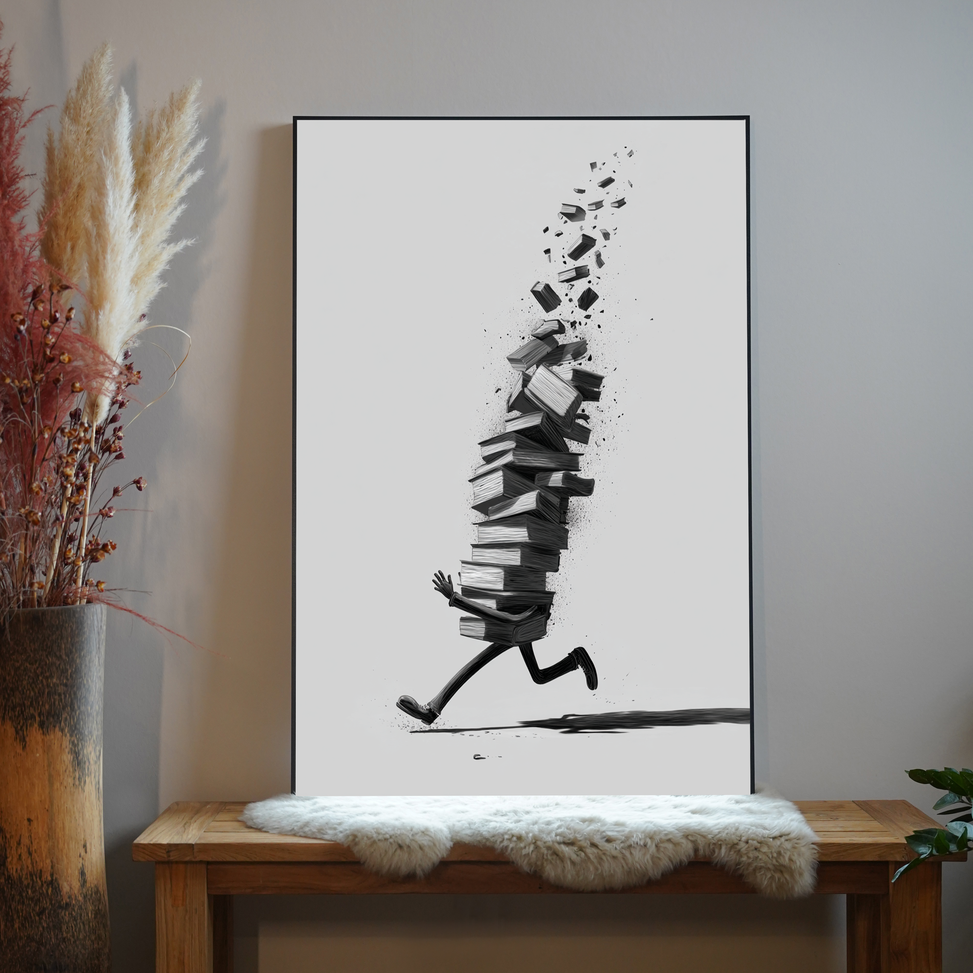 Laufende Bücher Dunkel | LED Bild