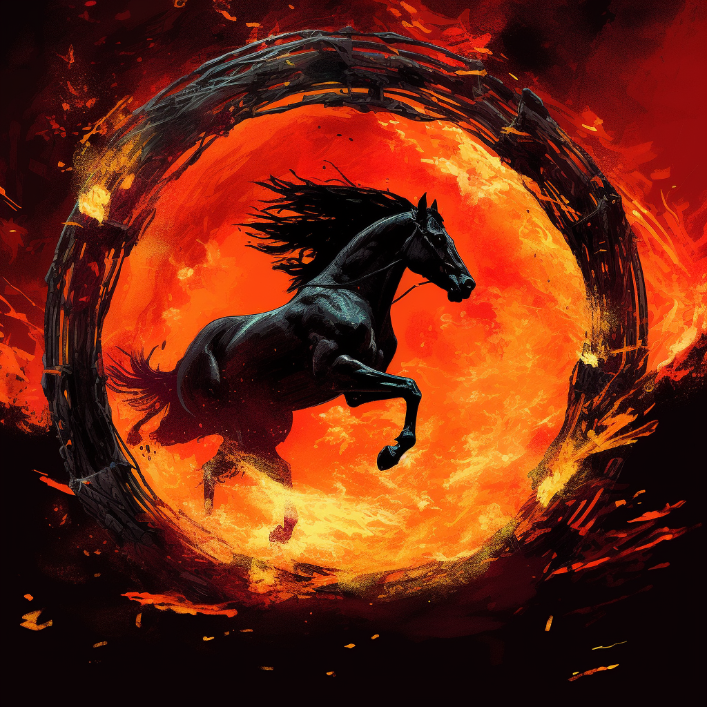 Tiere | Pferd im Feuerring | LED Bild
