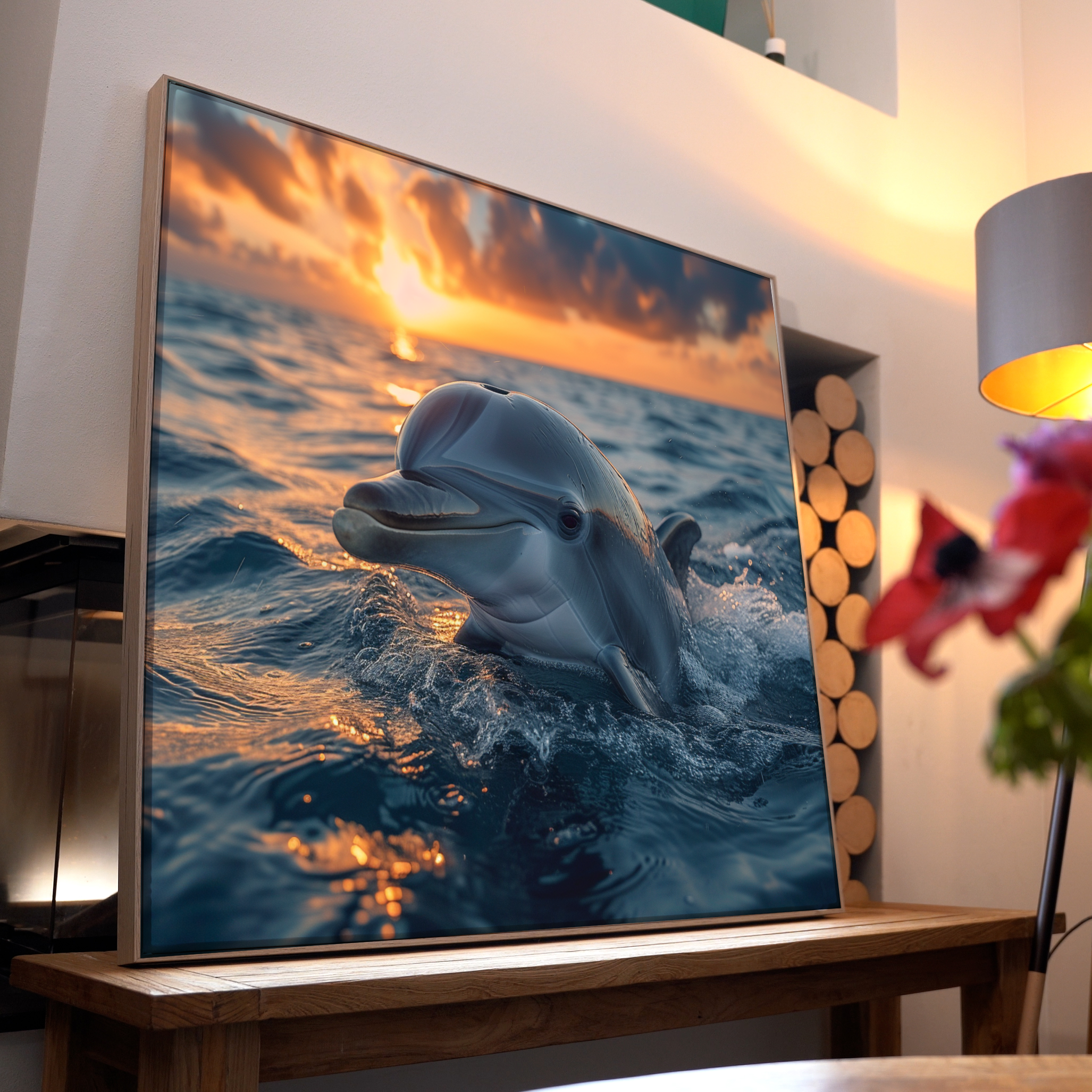 Delphin im Sonnenuntergang 2 | LED Bild