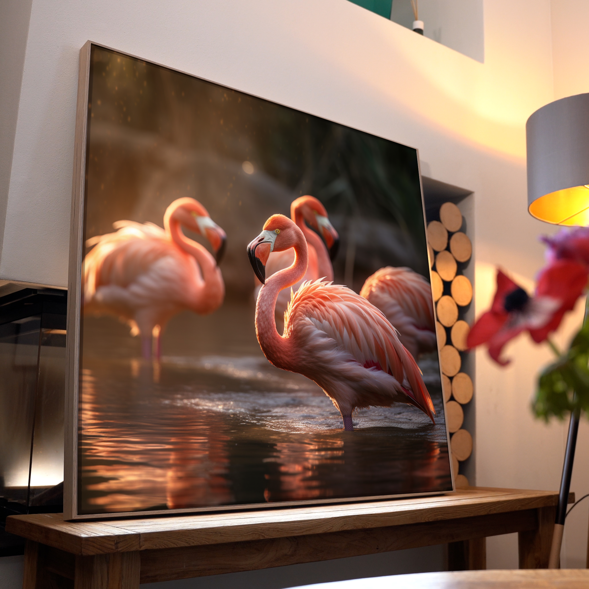 Flamingos im Abendlicht 2 | LED Bild