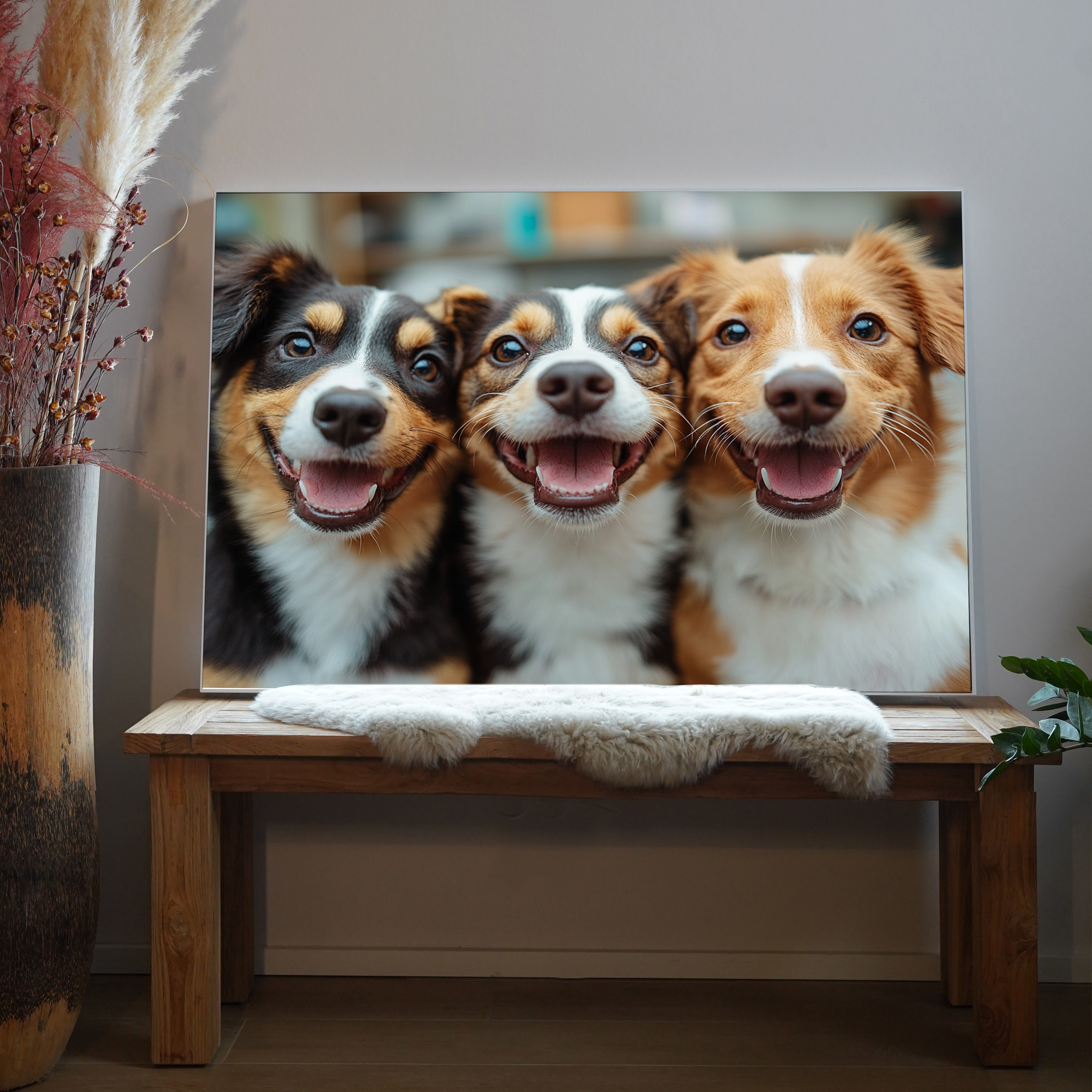 Glückliche Hunde Portrait | LED Bild