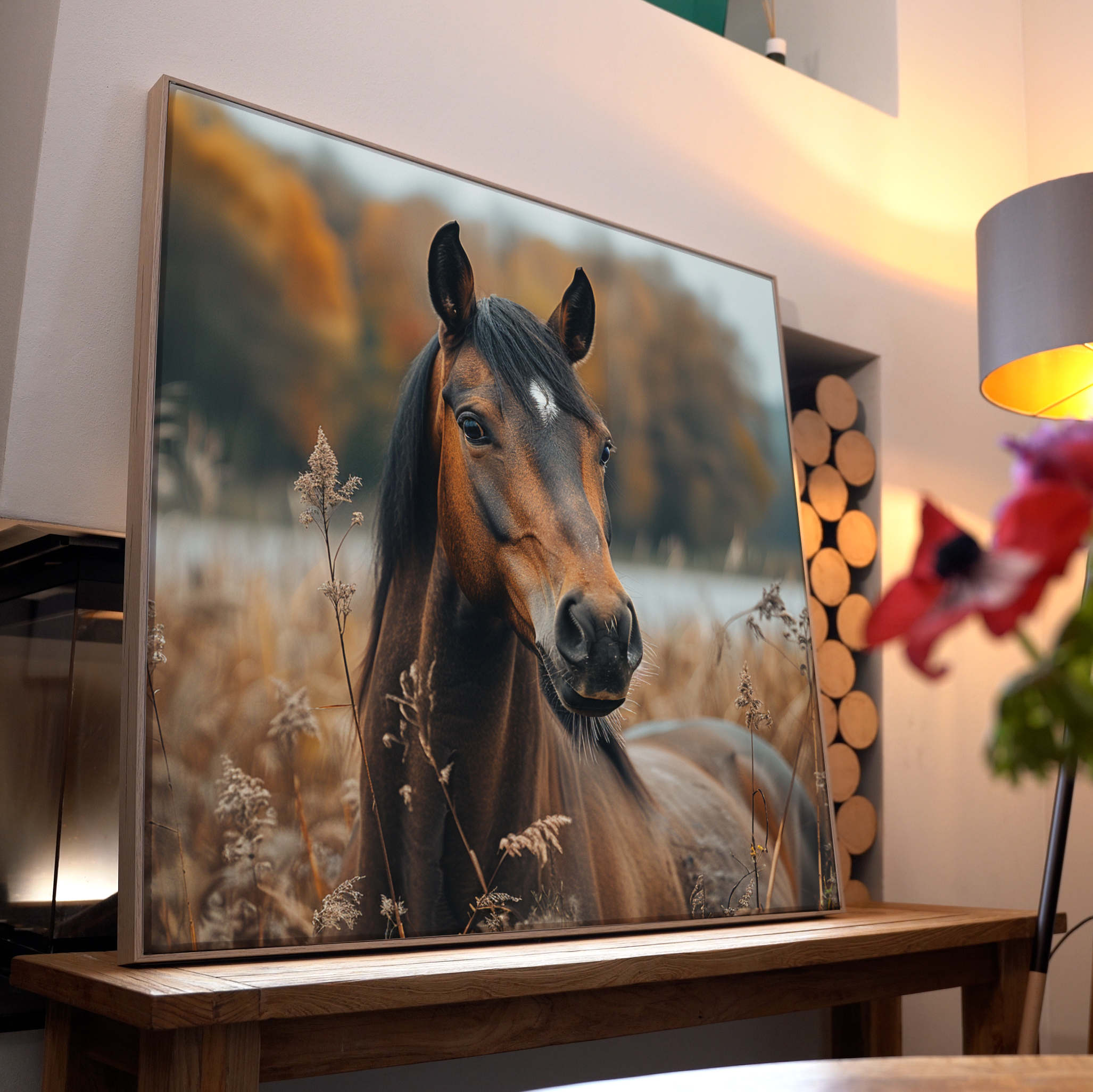 Portrait Pferd auf Wiese 2 | LED Bild