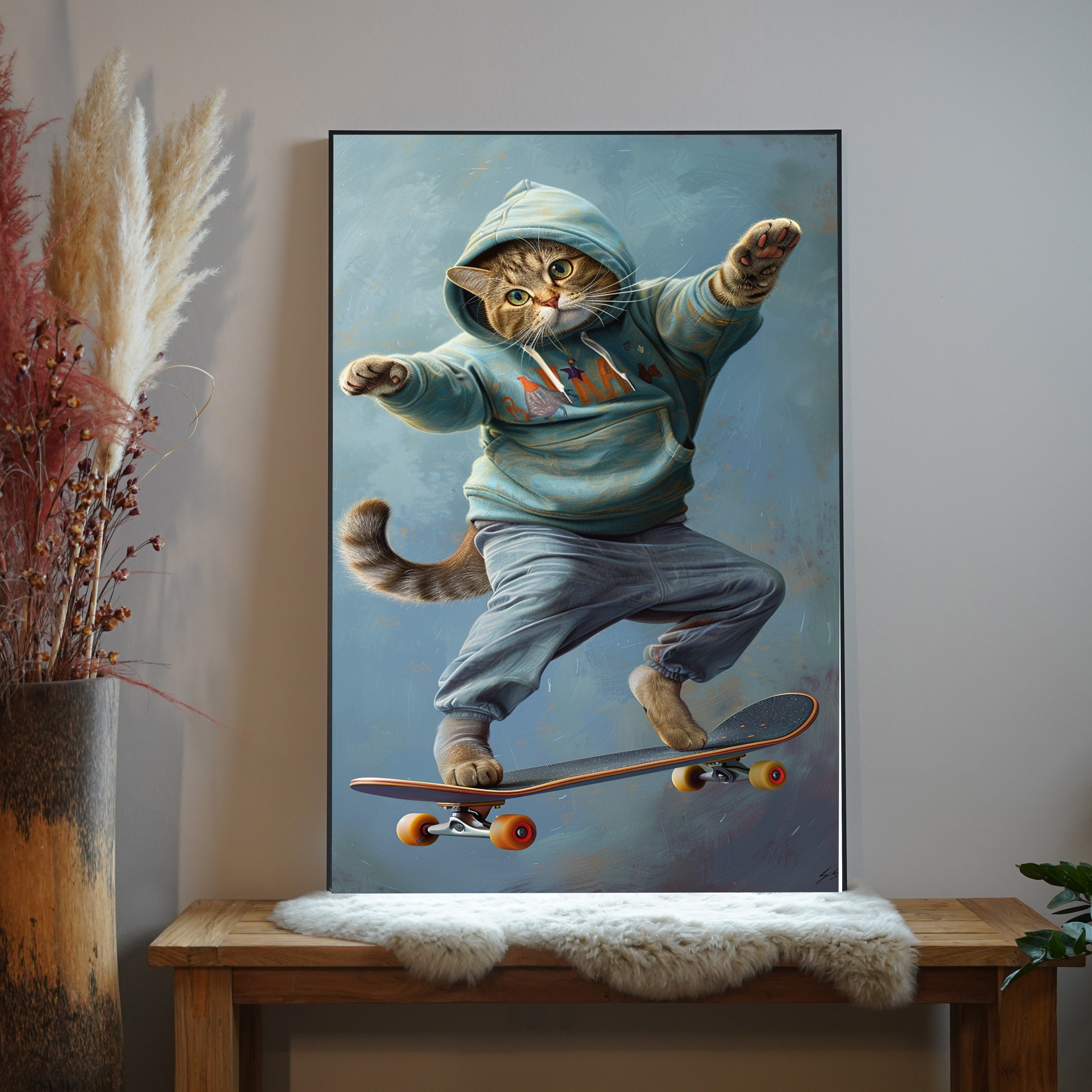 Katze auf Skateboard 1 | LED Bild