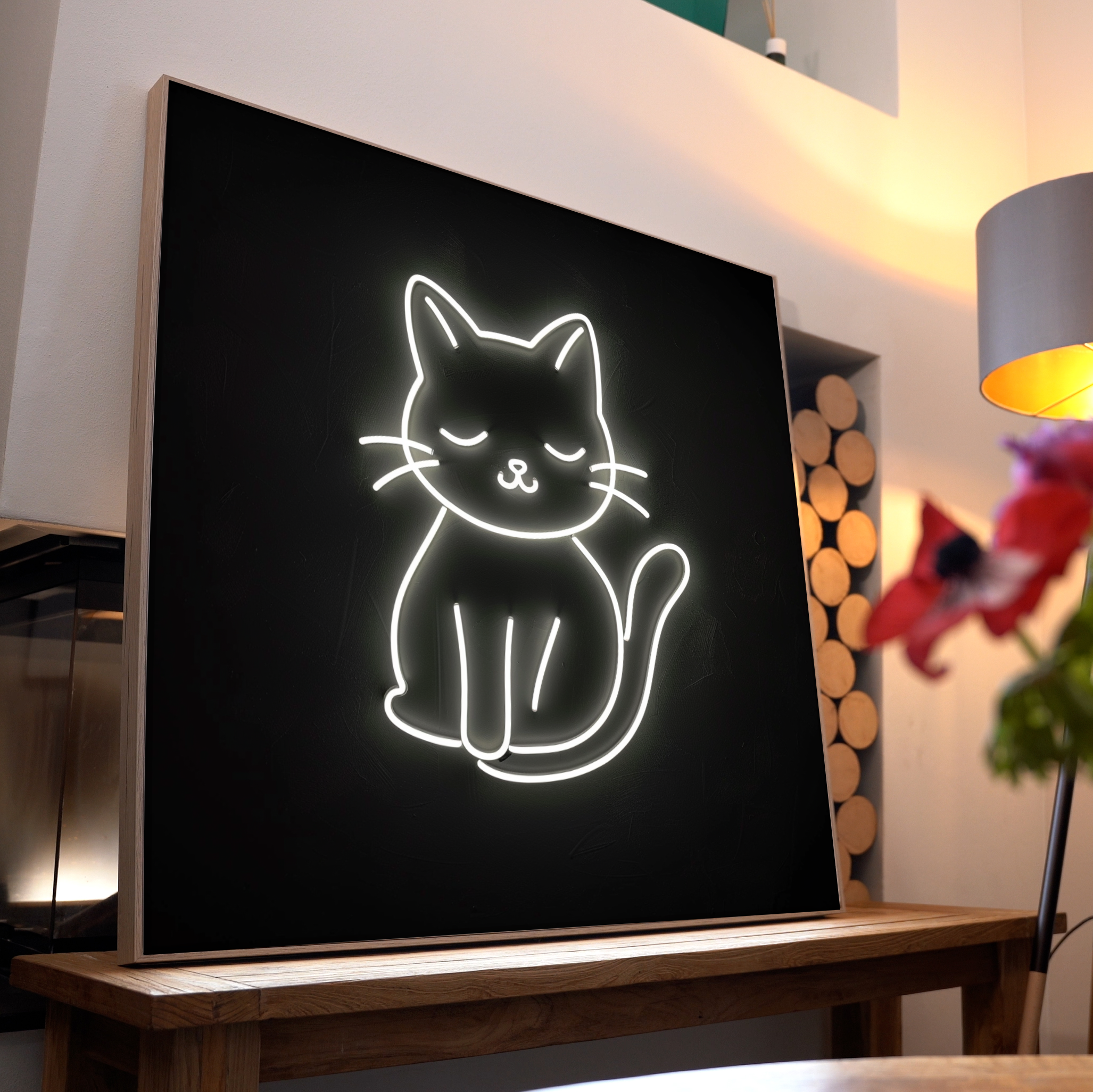 Neon Katze 1 | LED Bild