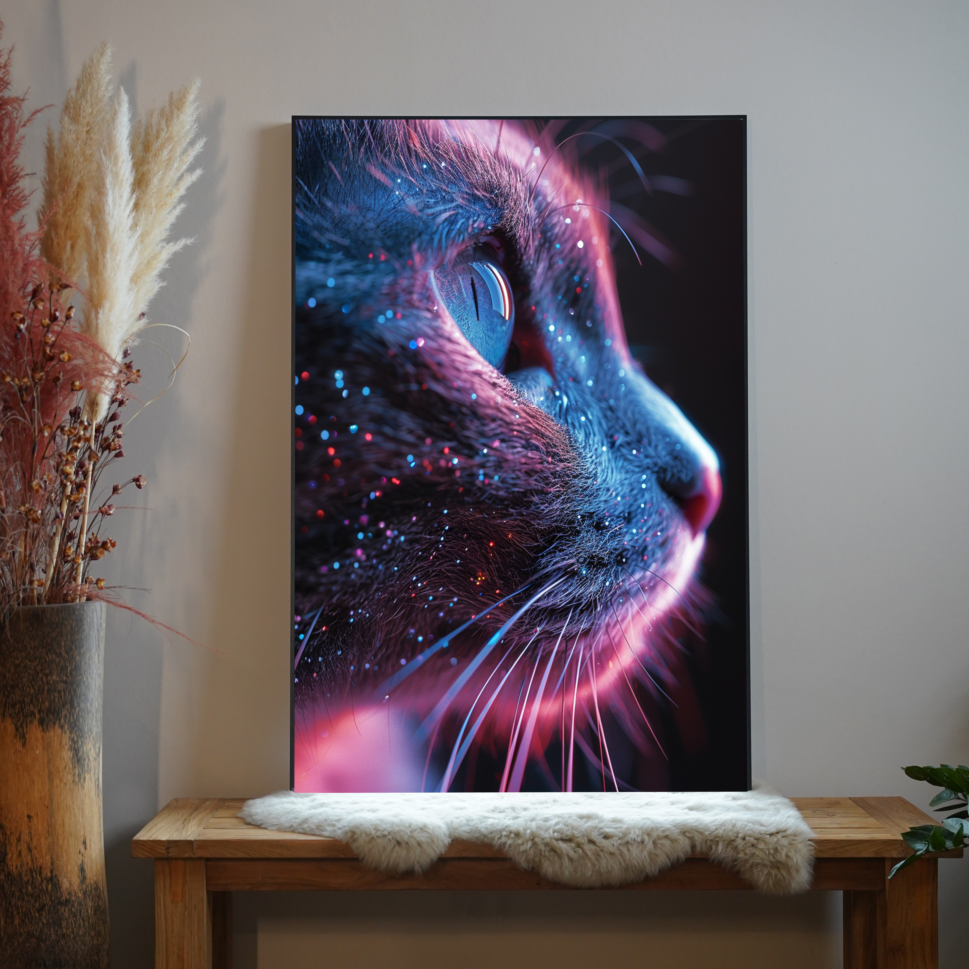 Glitzerkatze Rosa 4 | LED Bild