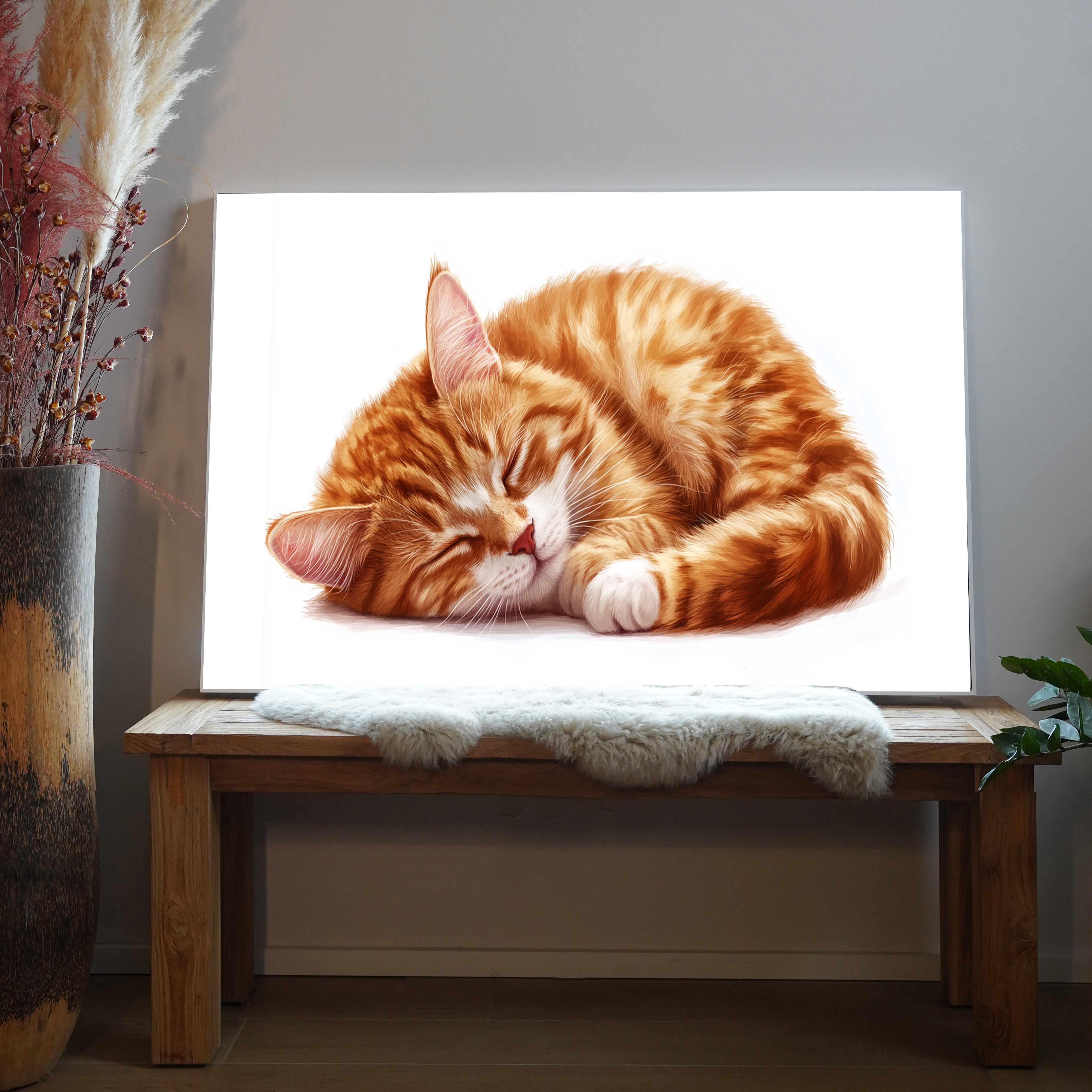 Schlafende Katze | LED Bild