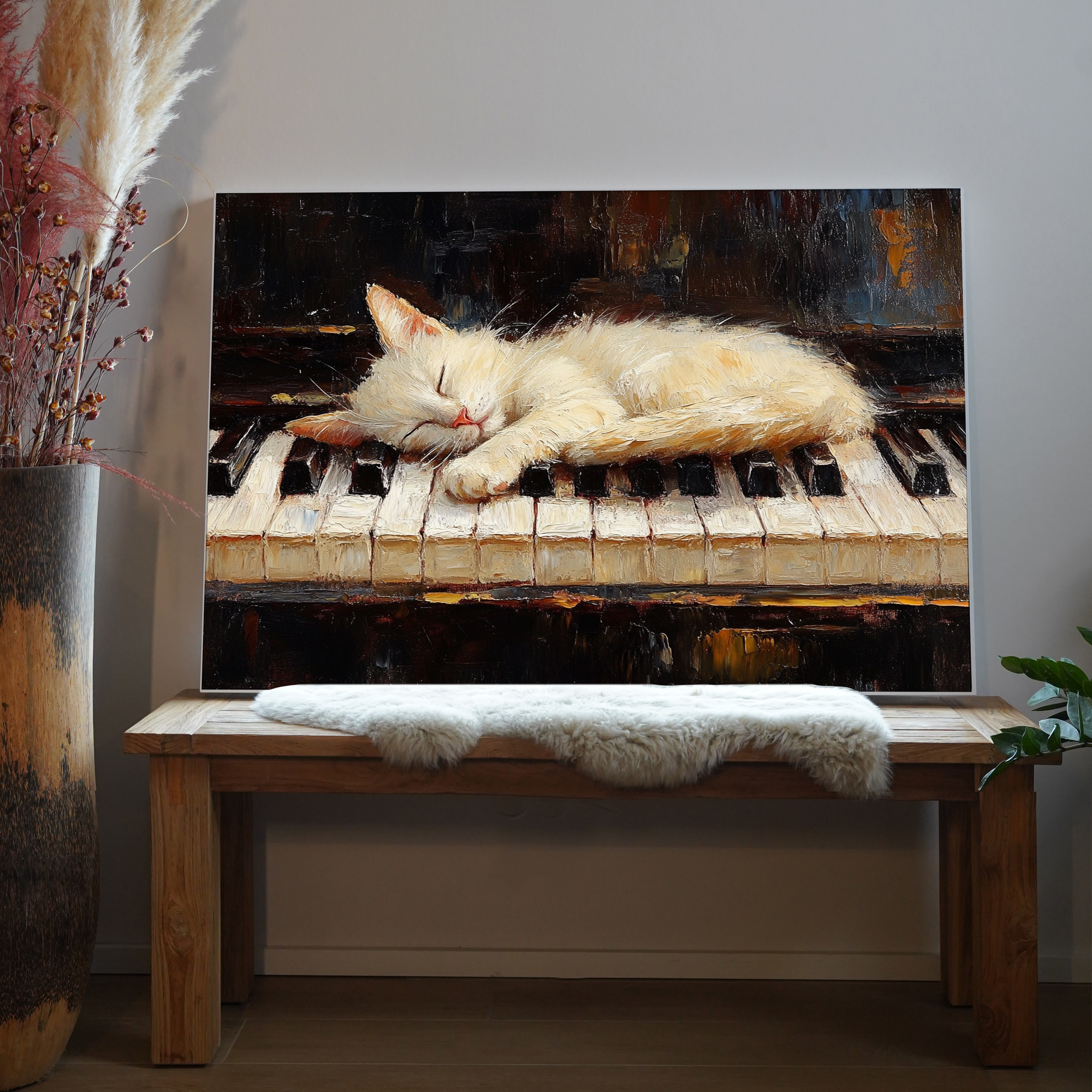 Schlafende Katze Illustriert | LED Bild