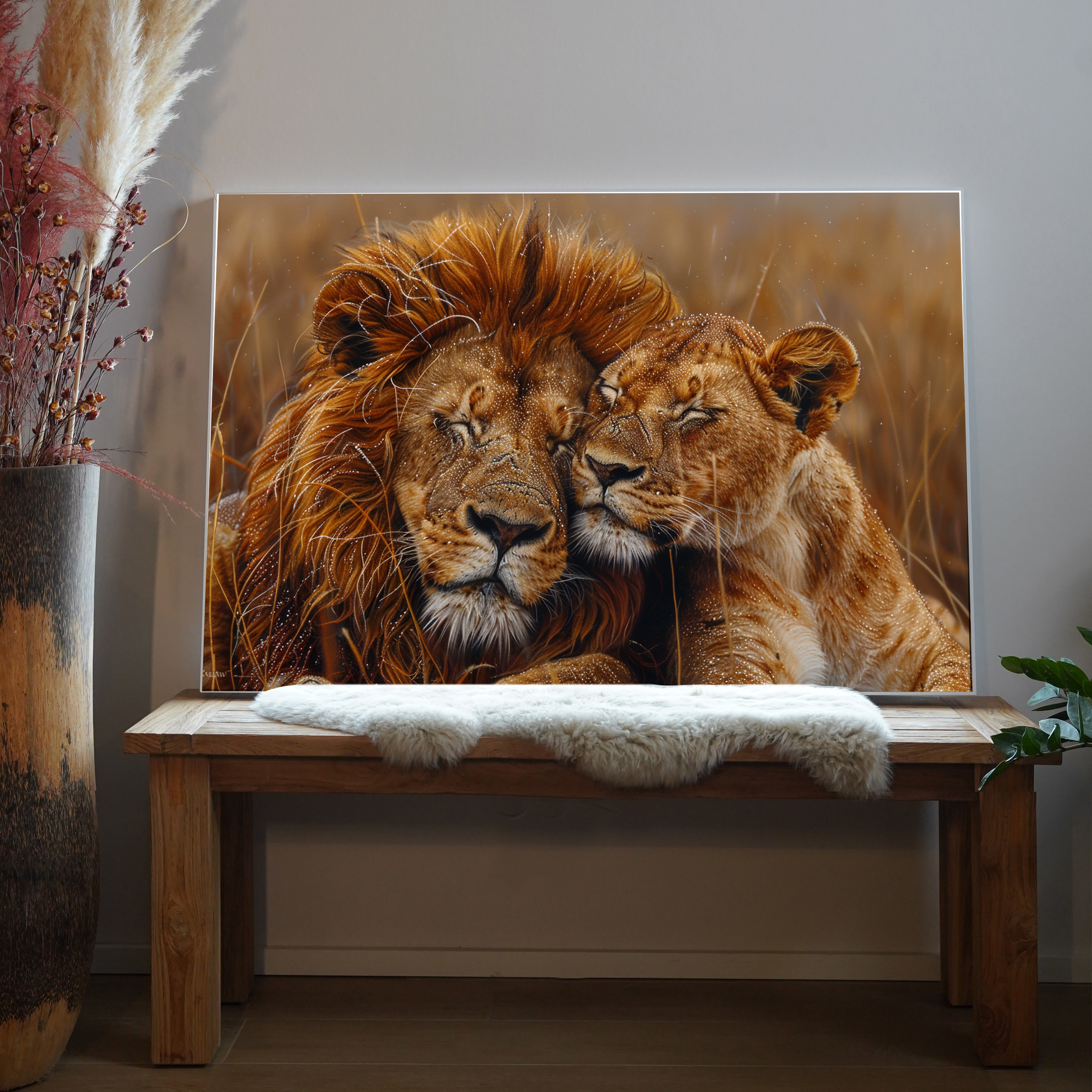 Löwenpaar Fotografie | LED Bild