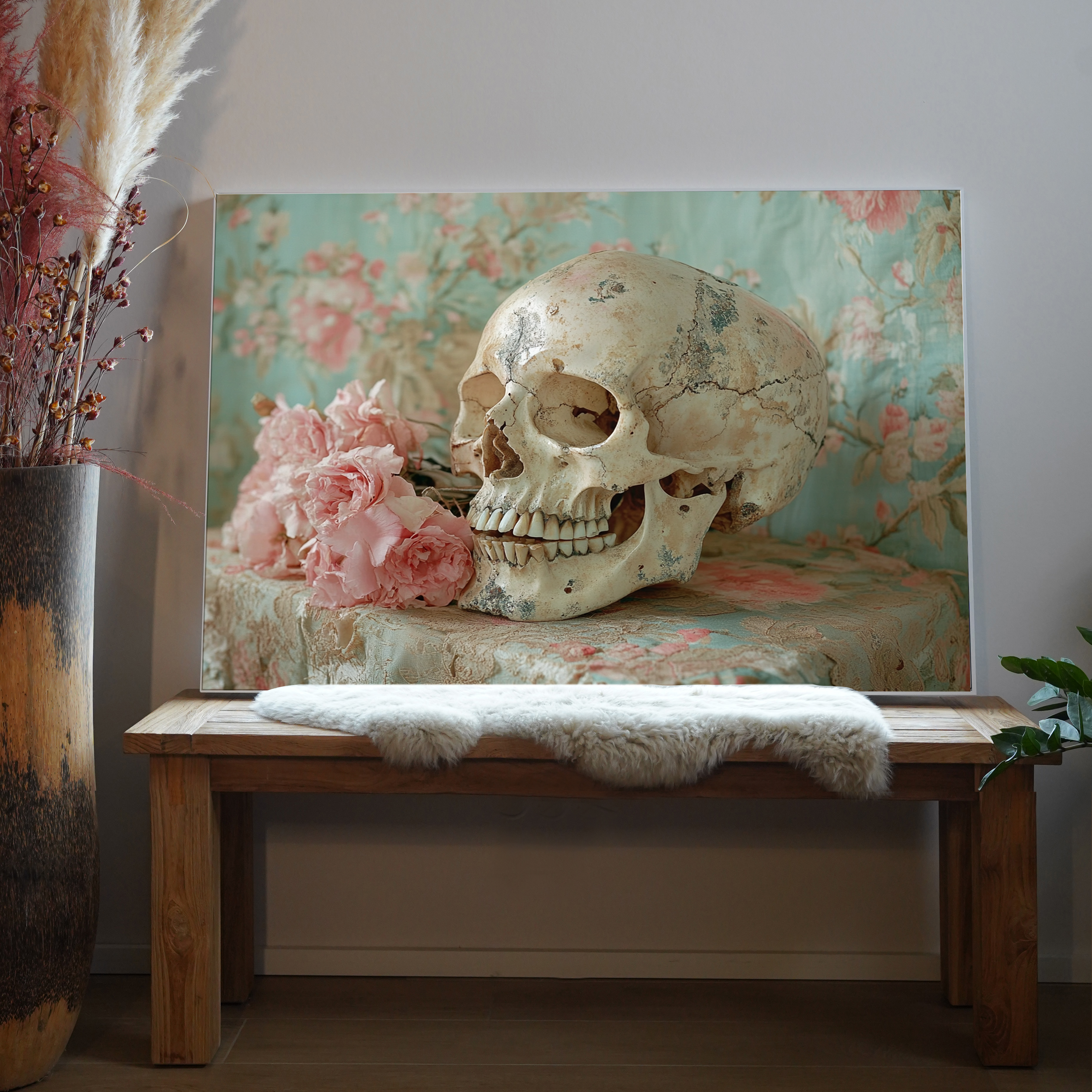 Totenschädel mit Rosen | LED Bild