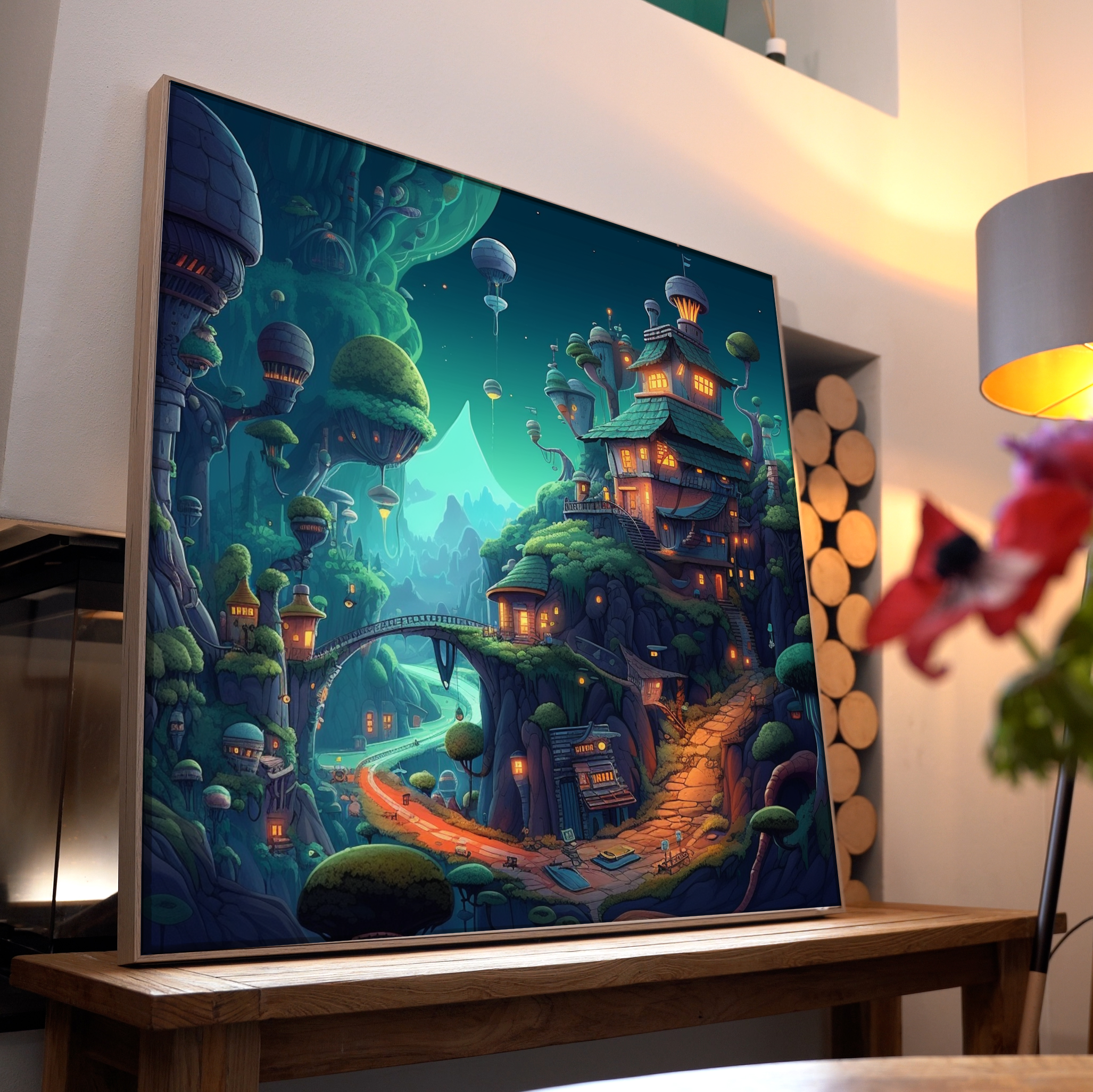 Illustriertes Walddorf | LED Bild