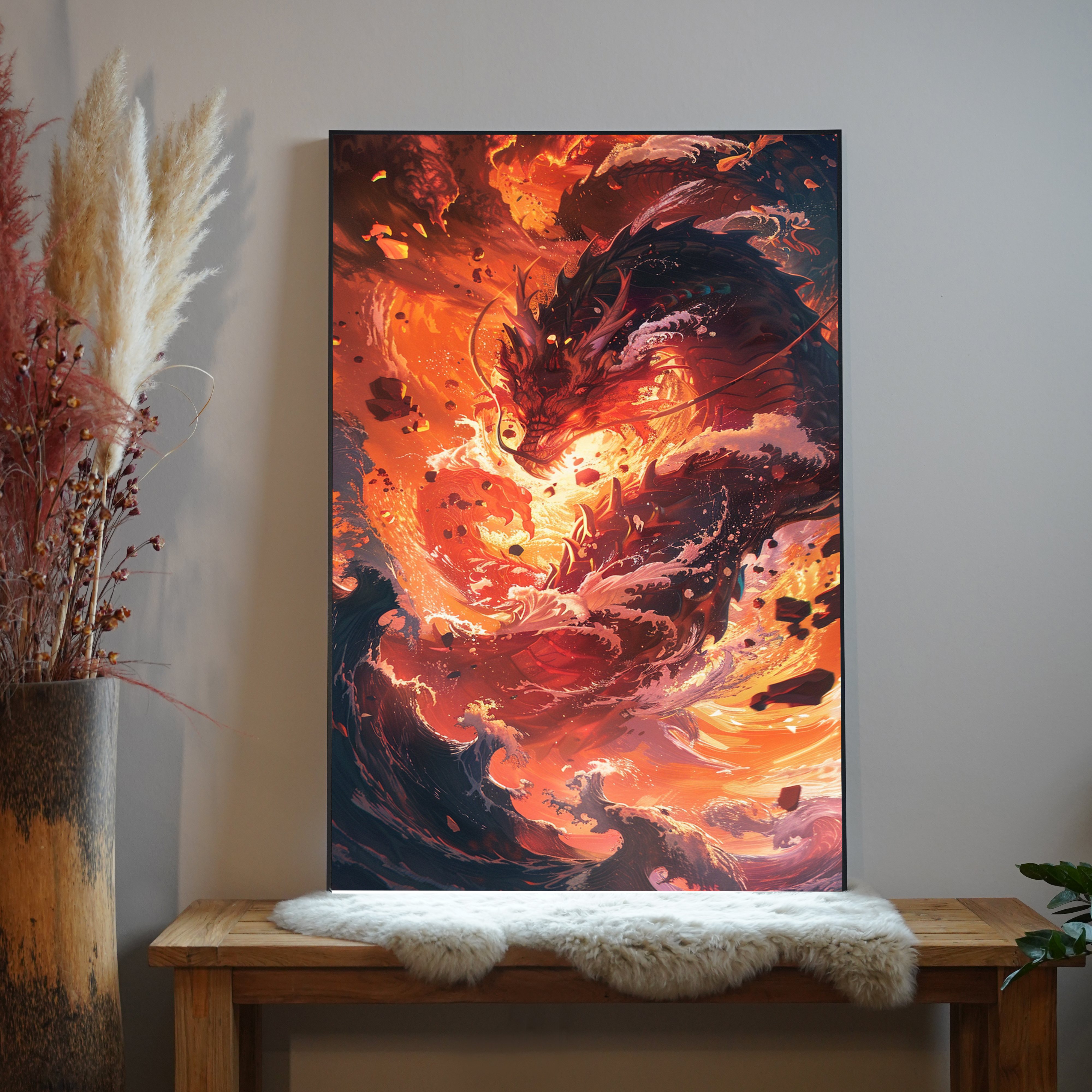 Feuer & Wasser Drache | LED Bild