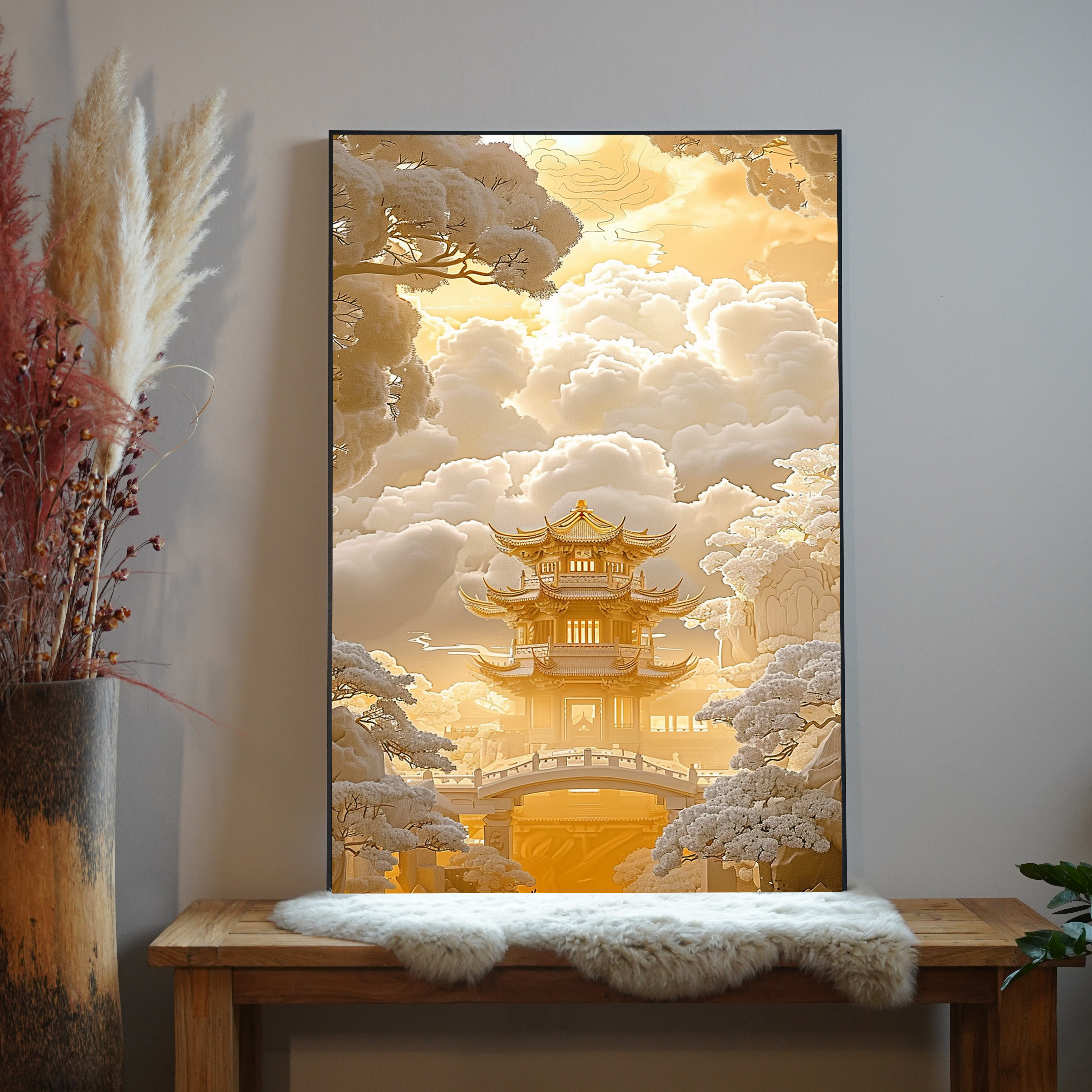 Asiatischer Turm Gold 1 | LED Bild