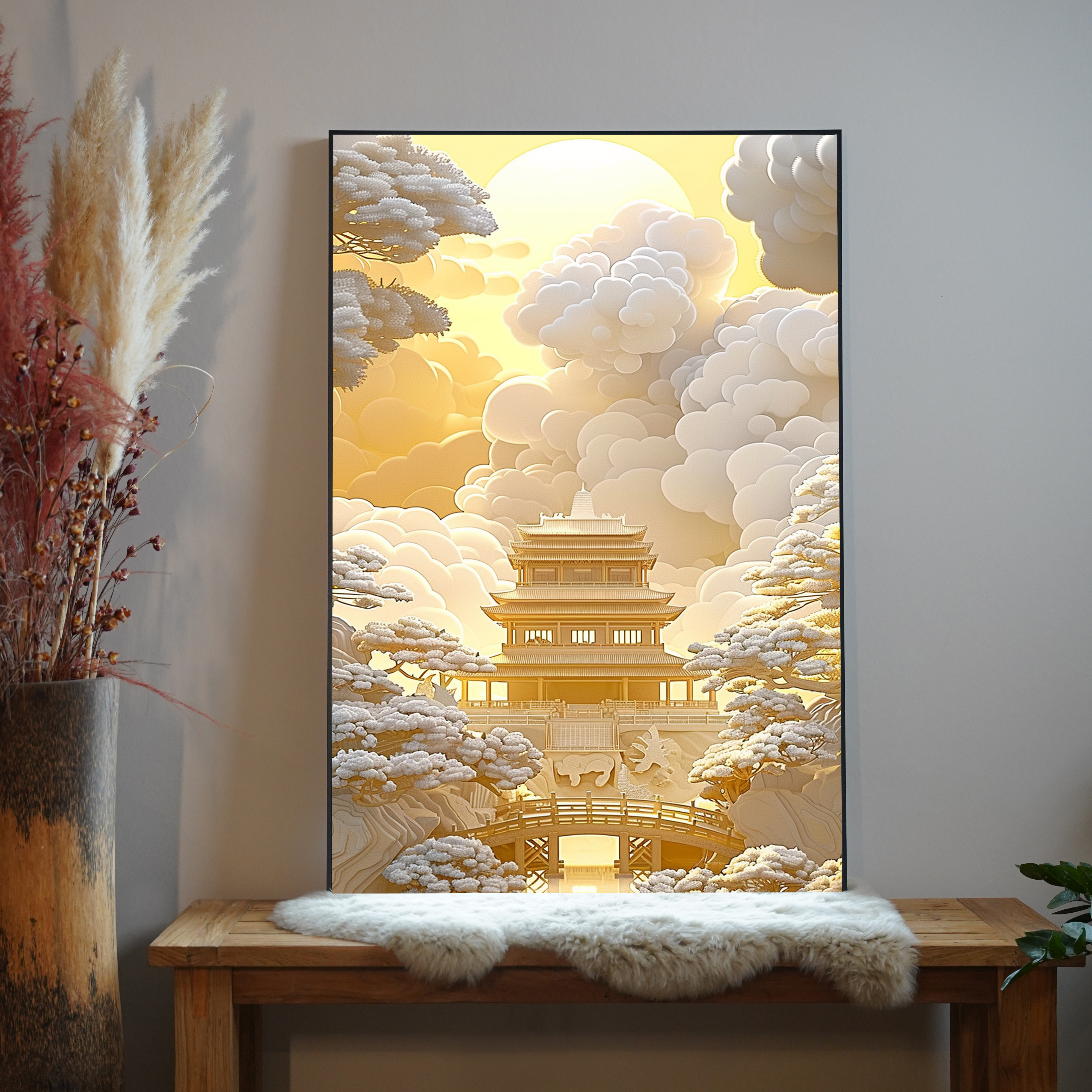 Asiatischer Turm Gold 2 | LED Bild