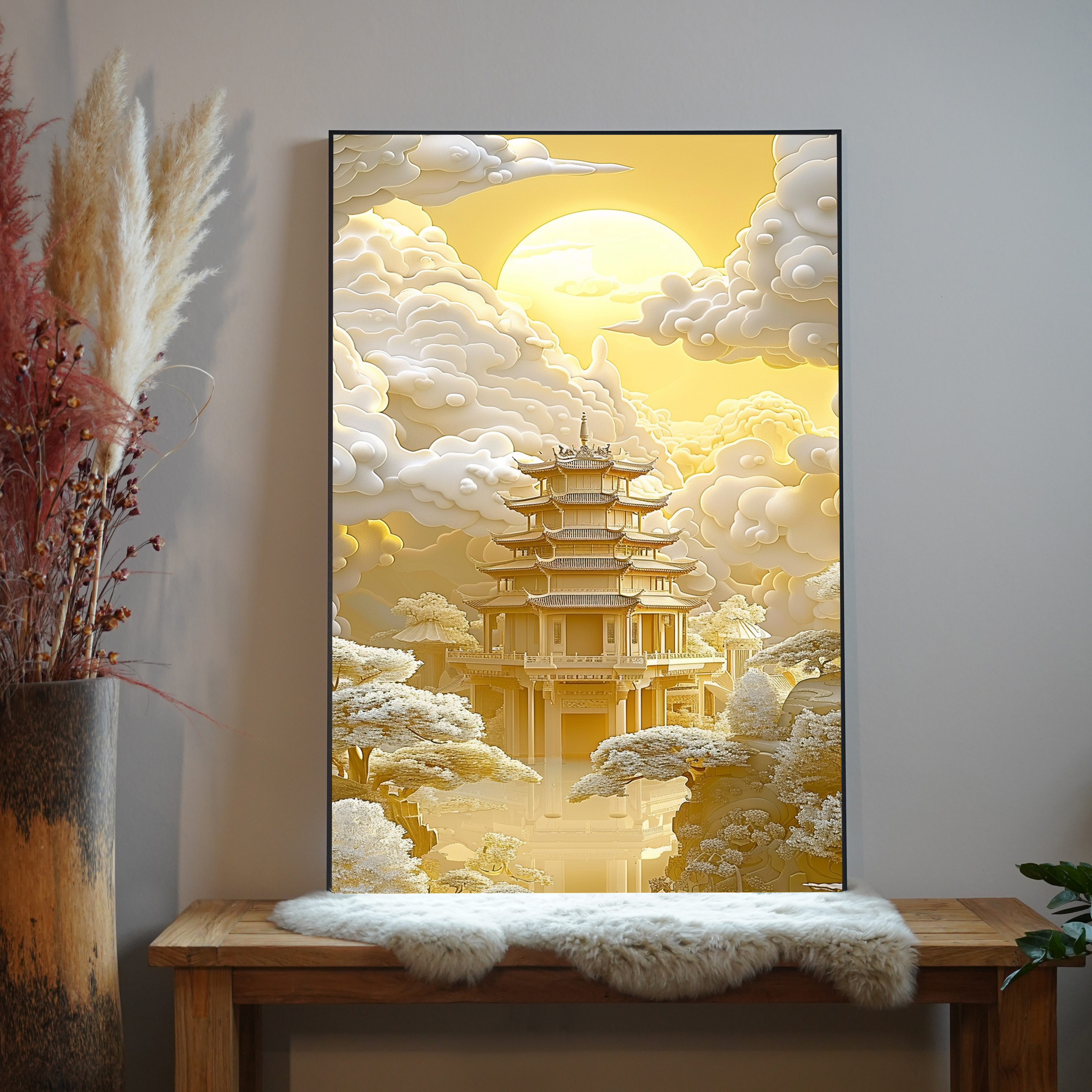 Asiatischer Turm Gold 3 | LED Bild
