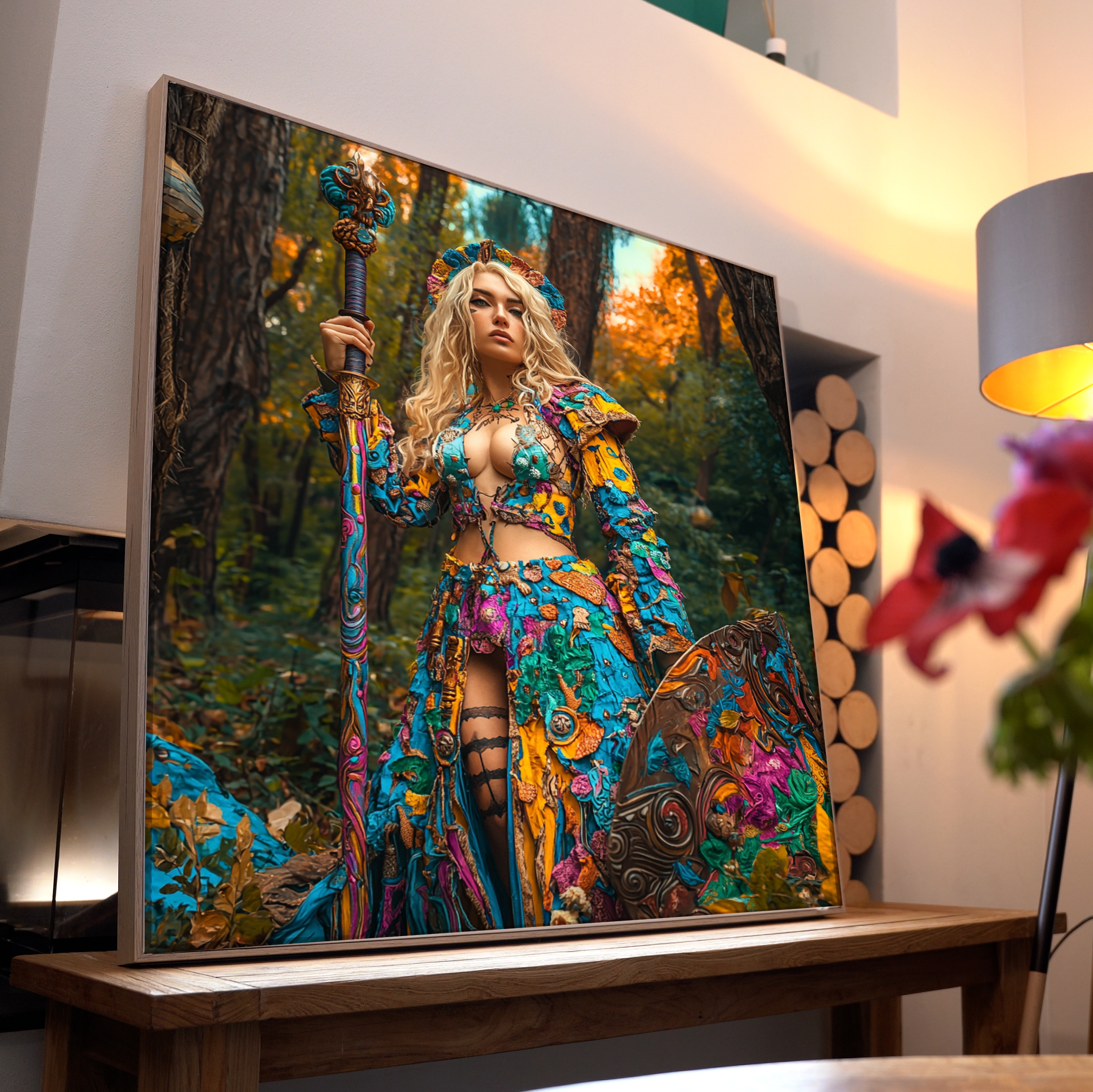 Bunte Kriegerin Illustriert | LED Bild