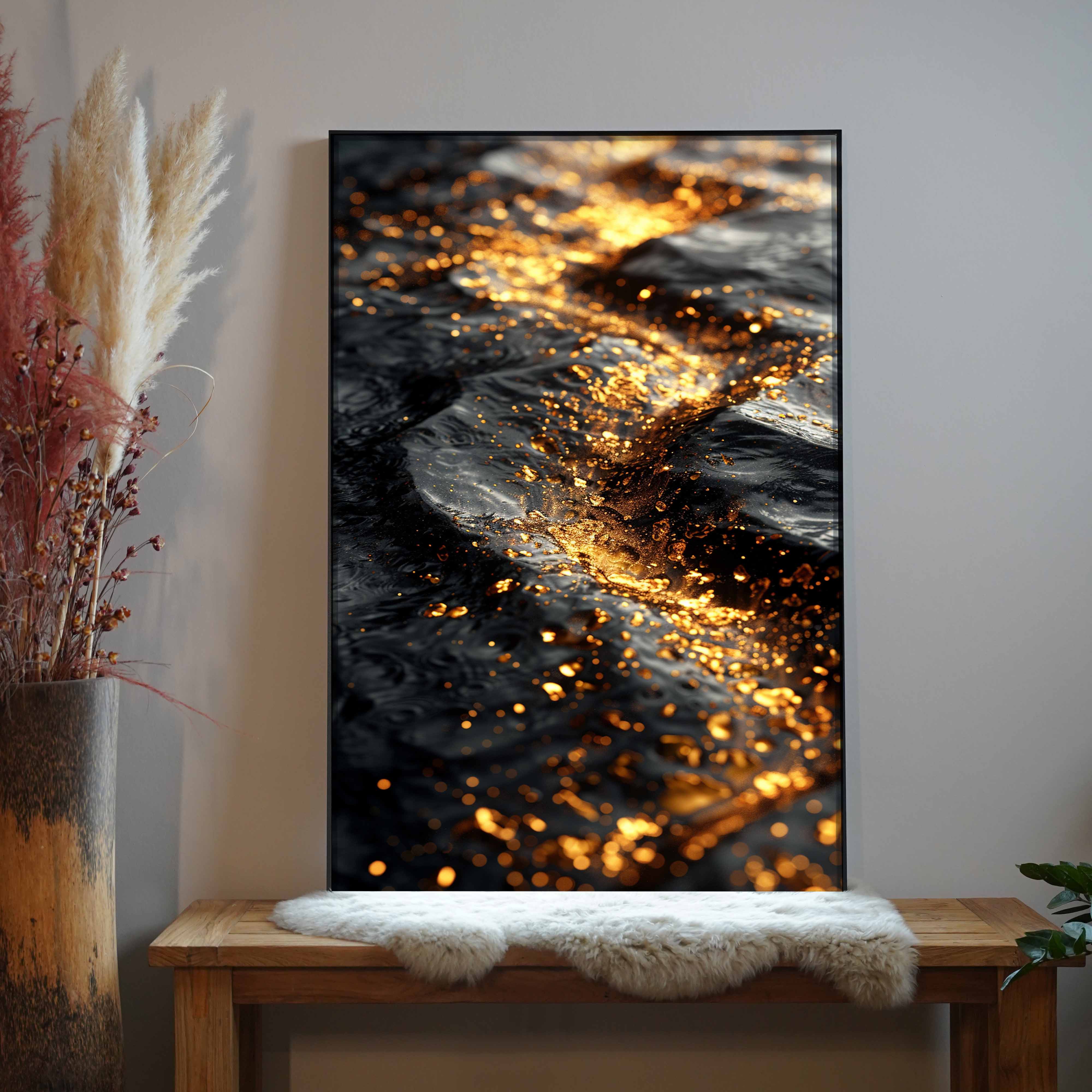 Futuristische Goldene Wellen 2 | LED Bild